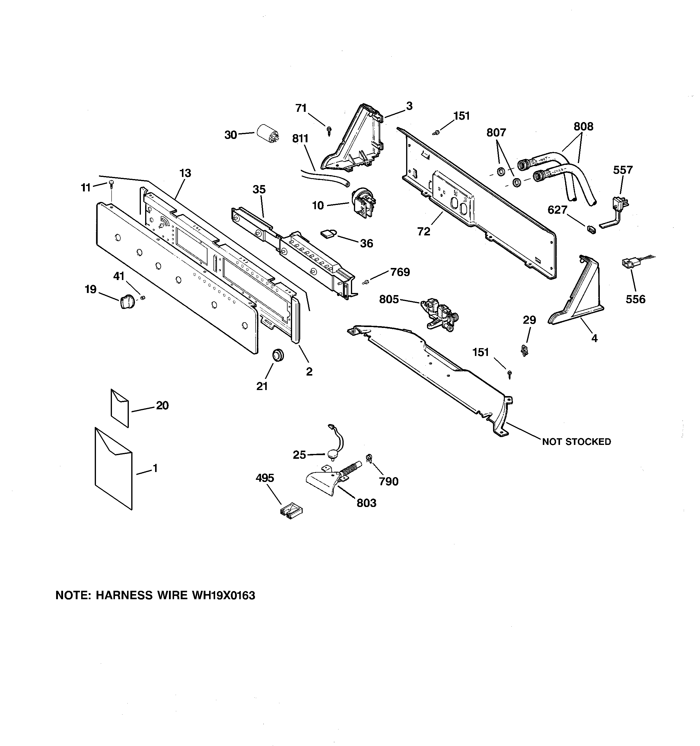 GE S5200E6WW controls & backsplash diagram