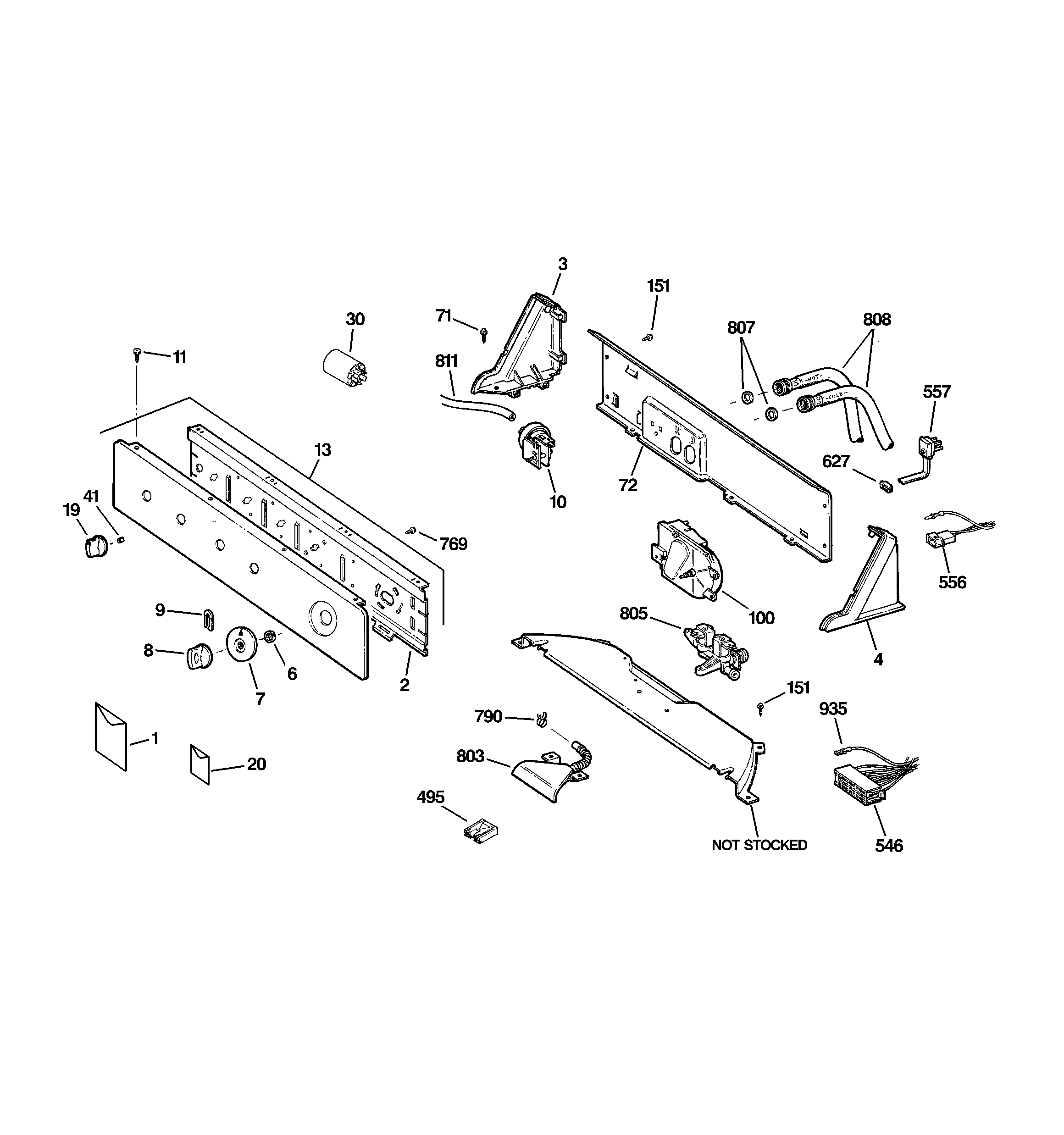 GE WVSR1060DCWW controls & backsplash diagram