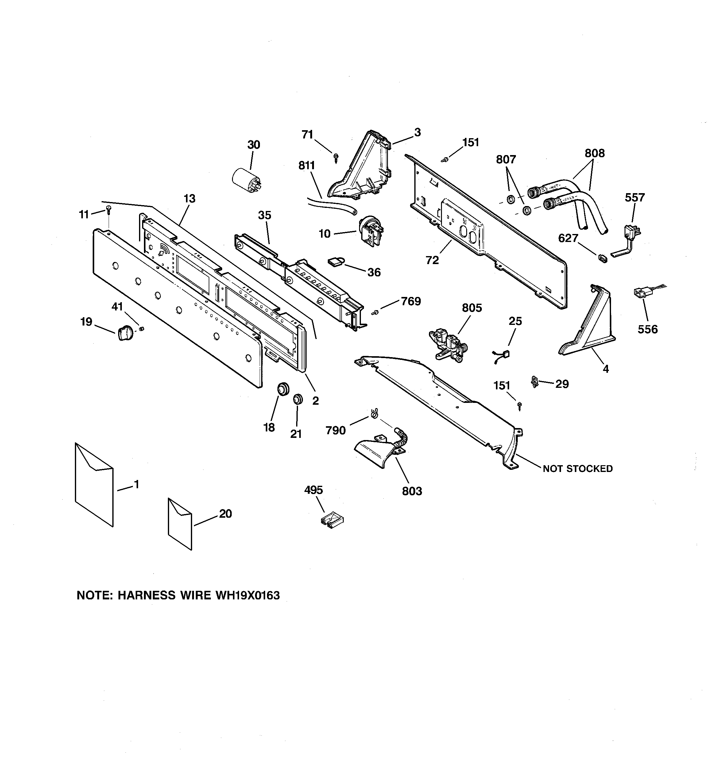 GE WPRE6280DCWW controls & backsplash diagram