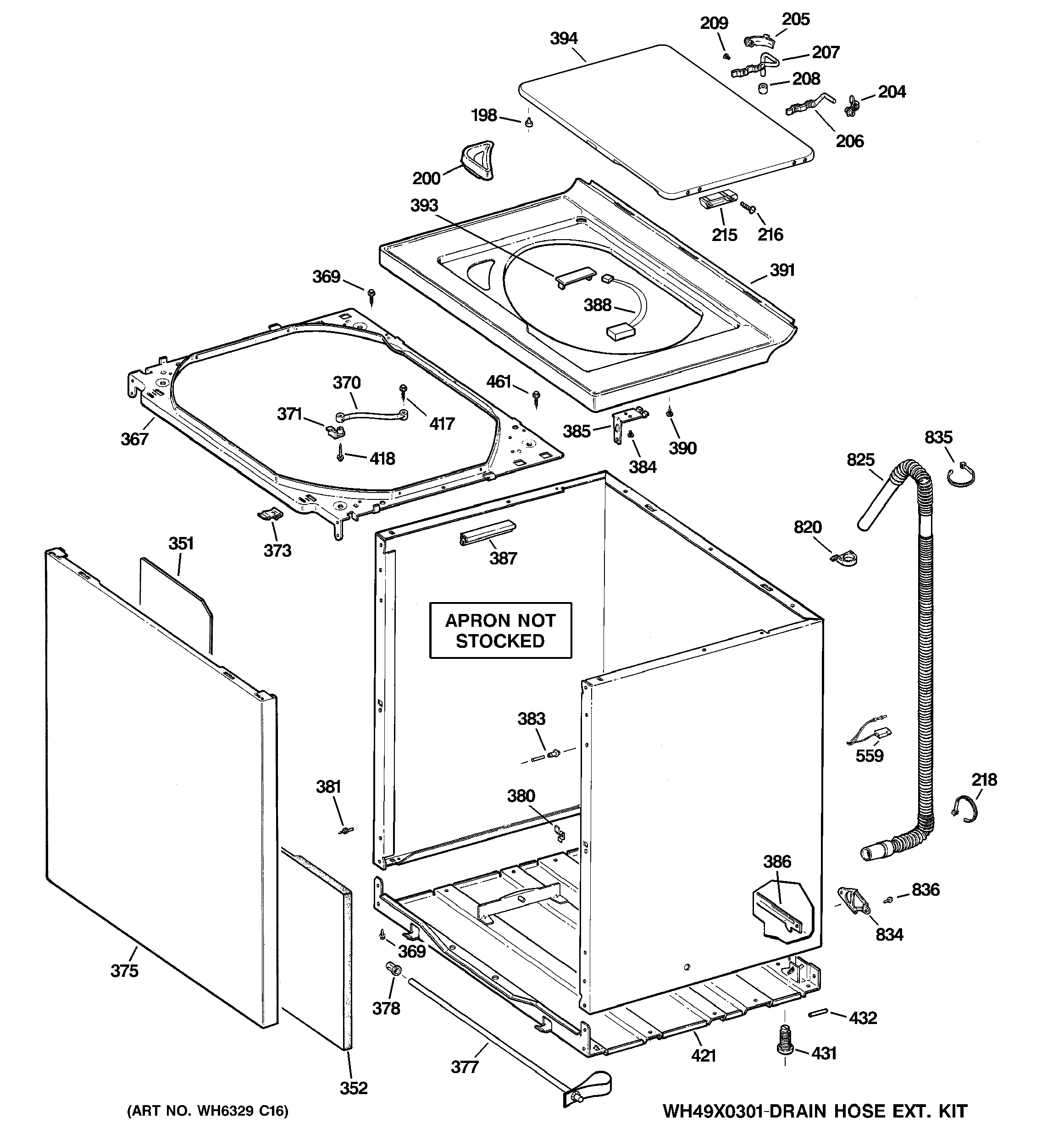 GE WPRE6280DCWW cabinet, cover & front panel diagram