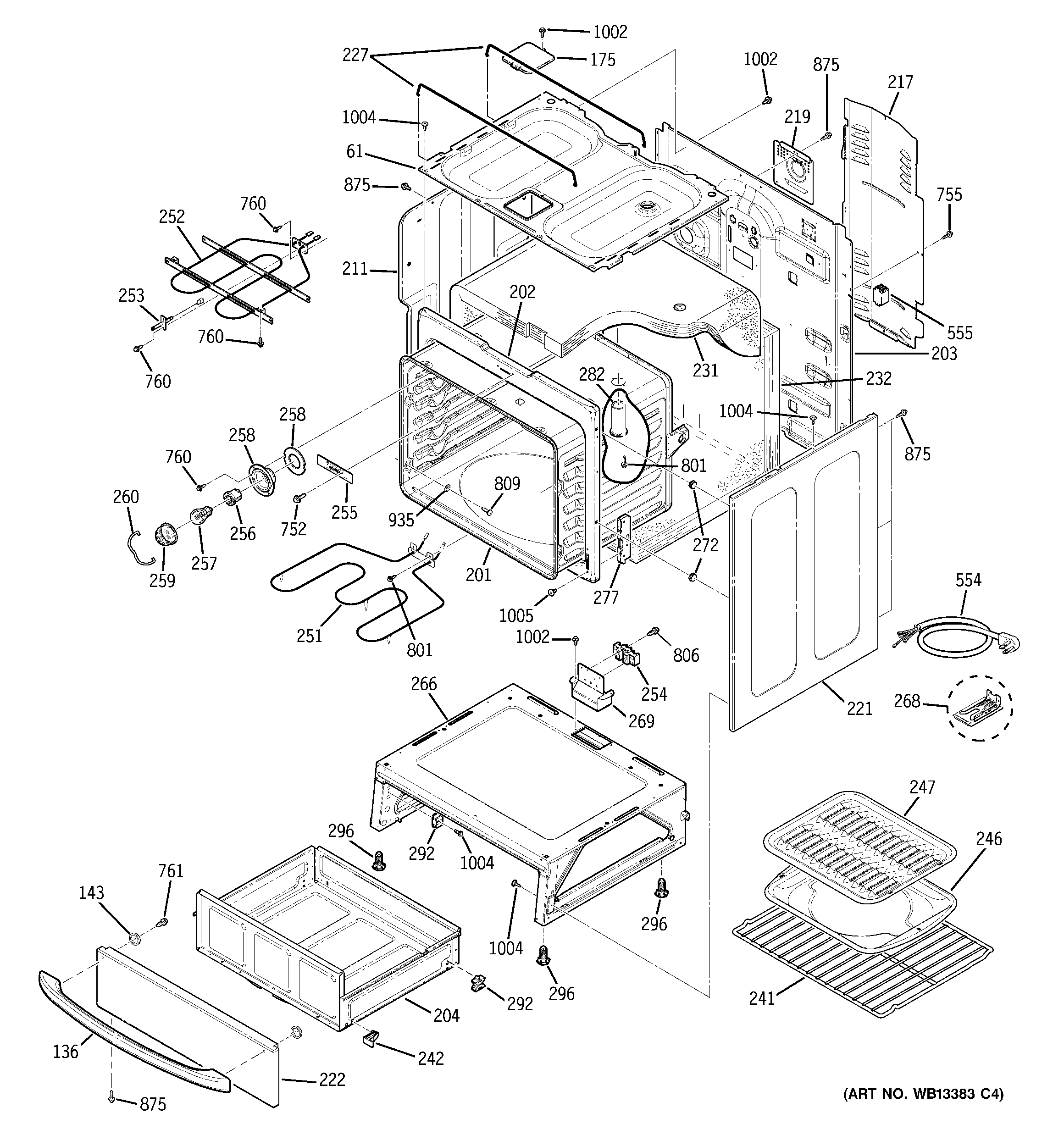 GE JCBP35SK3SS body parts diagram