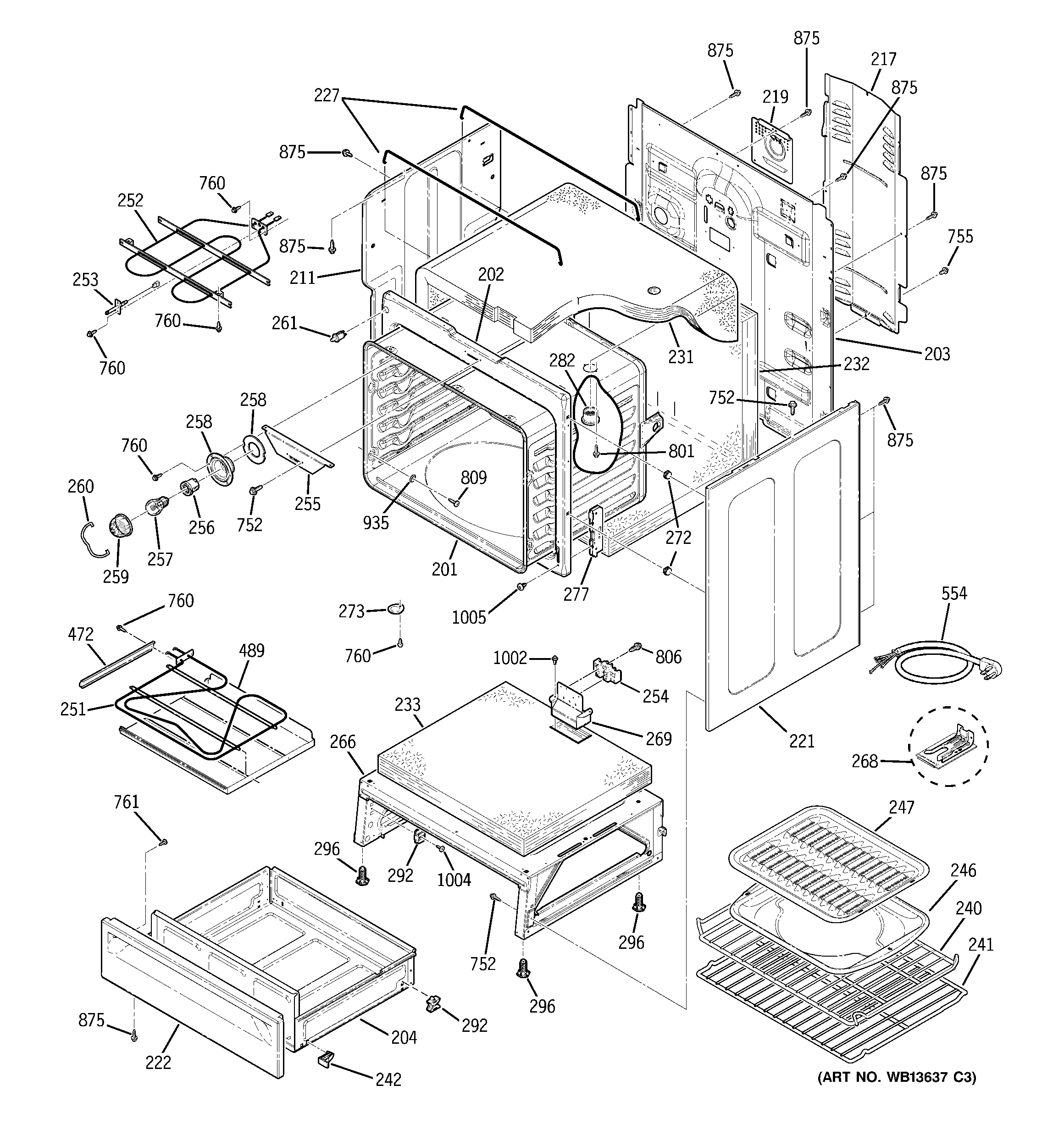 GE JCBP40WK2WW body parts diagram