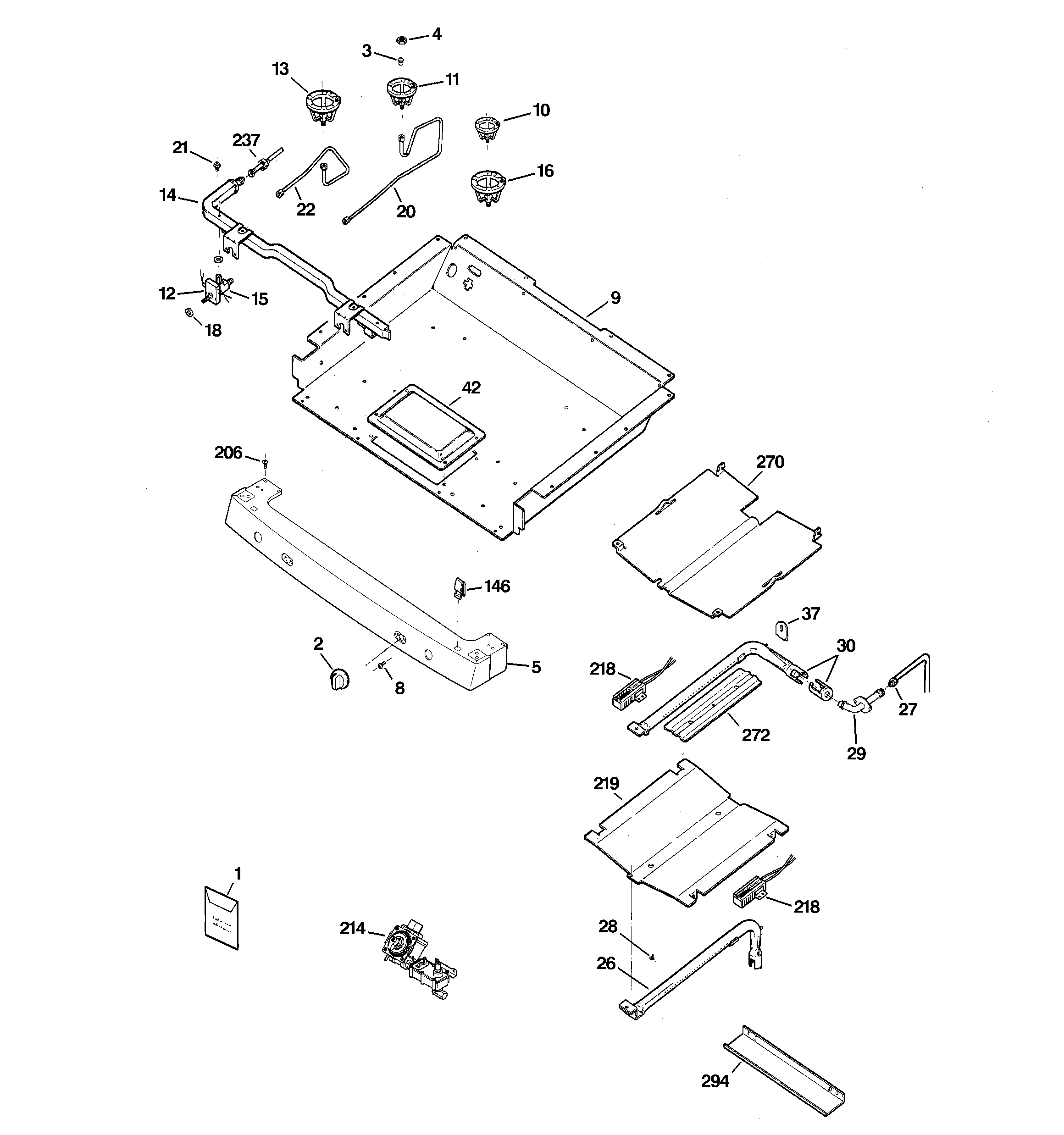 GE JGBP83BEJ4BB gas & burner parts diagram