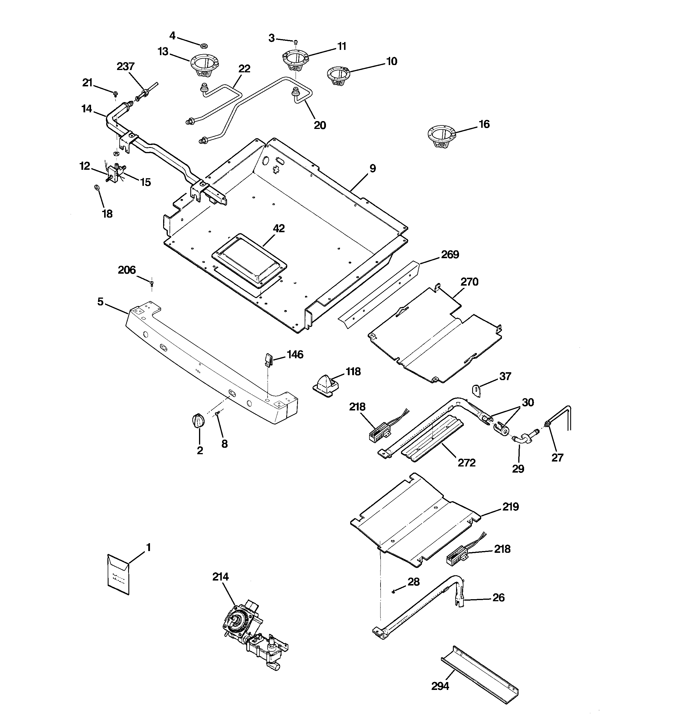 GE JGB900BEK5BB gas & burner parts diagram