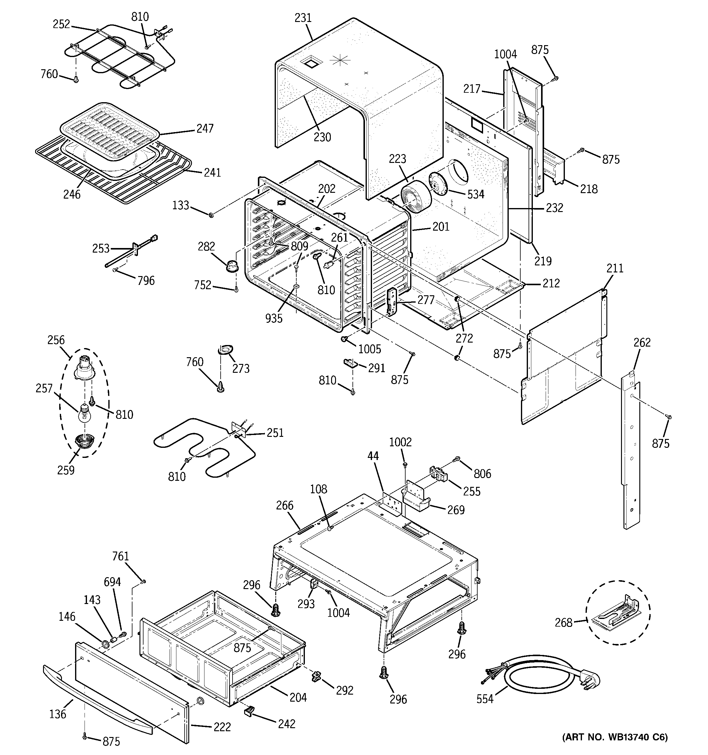GE JCS905WK2WW body parts diagram