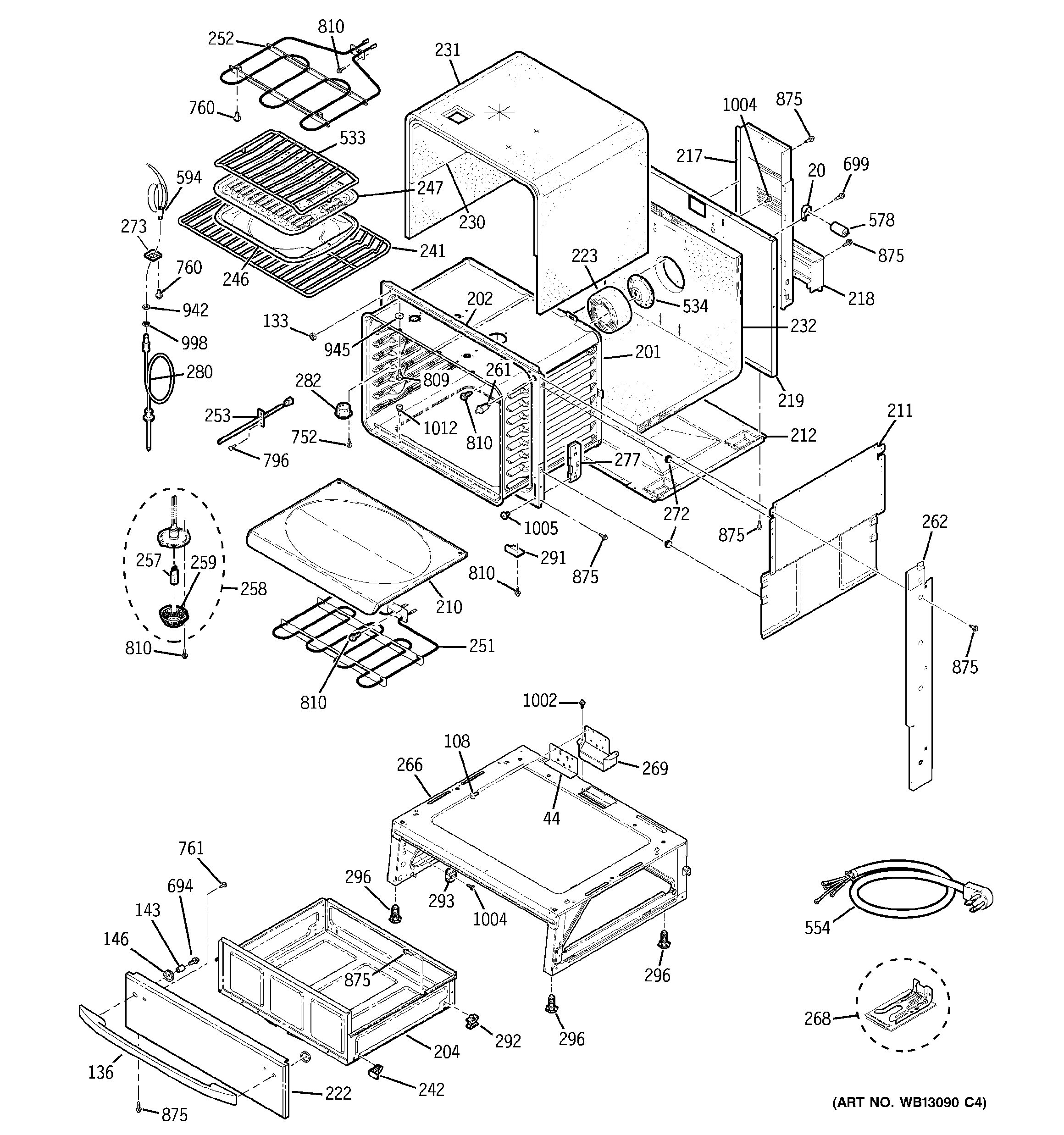 GE JCS968WK2WW body parts diagram
