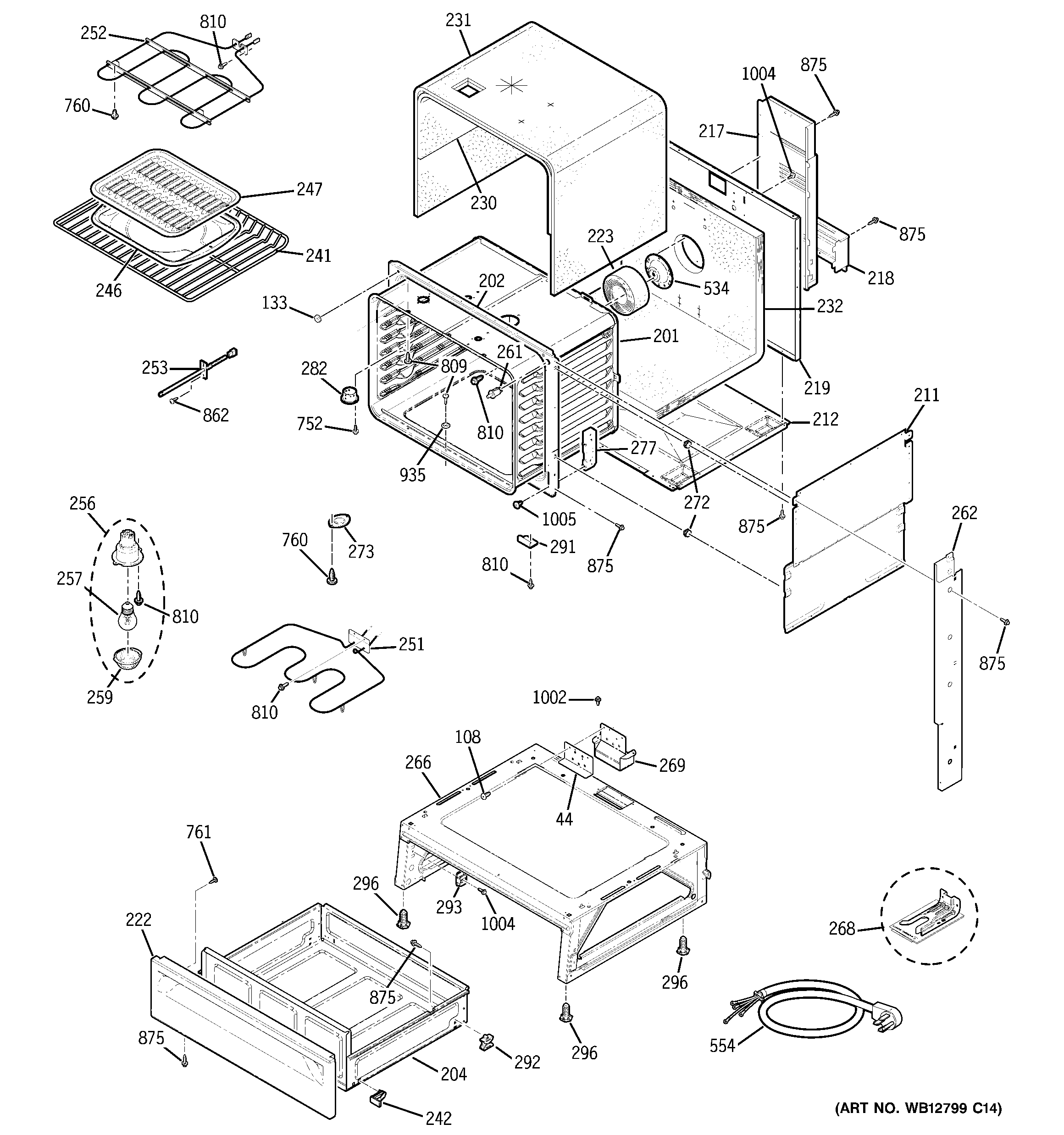 GE JCSP42BK2BB body parts diagram