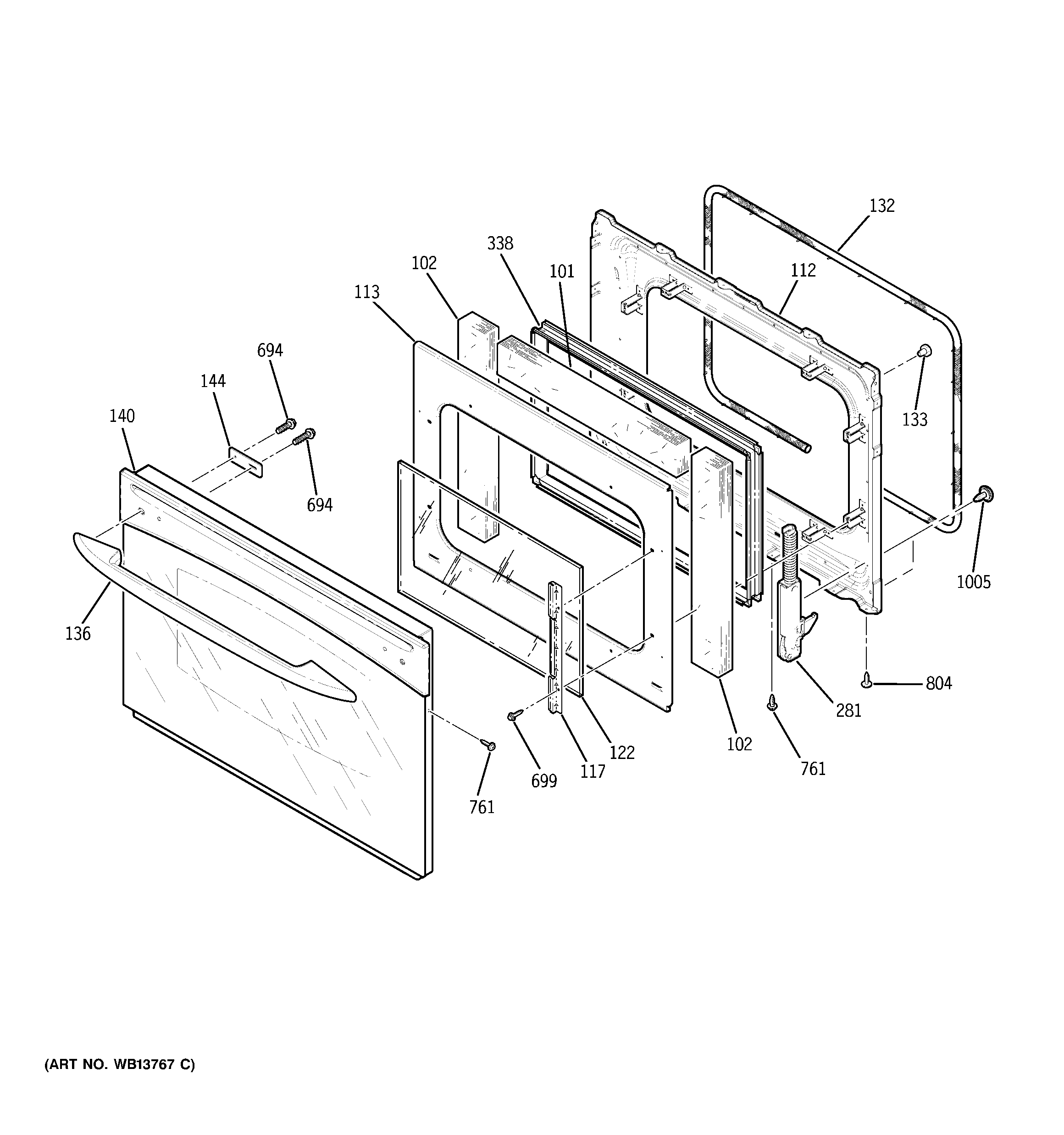 GE JCSP42BK2BB door diagram