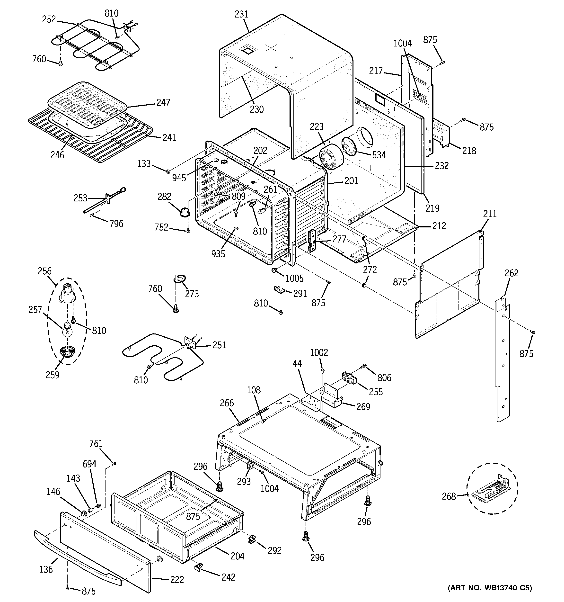 GE JS905BK2BB body parts diagram