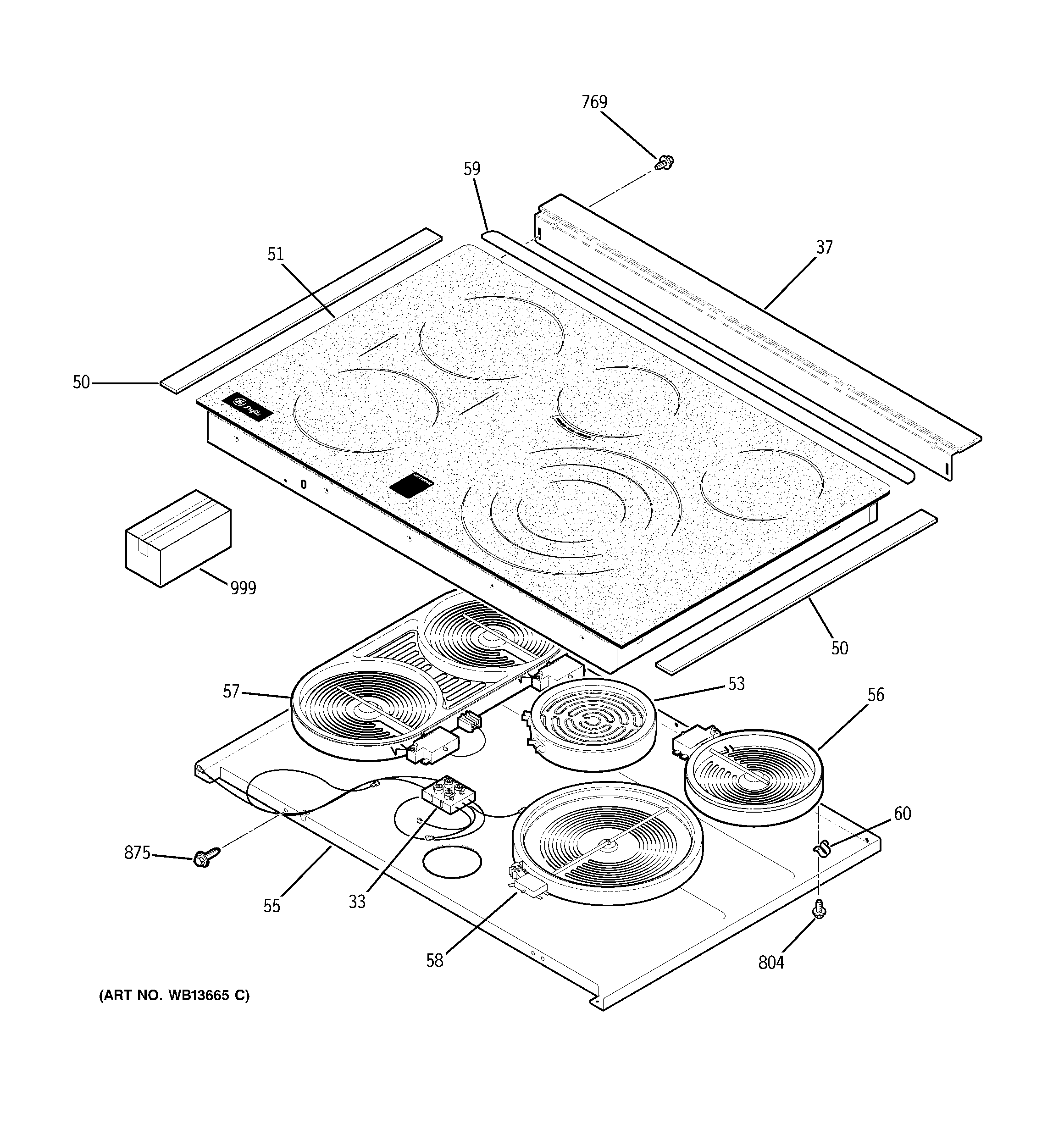 GE JS968SK3SS cooktop diagram