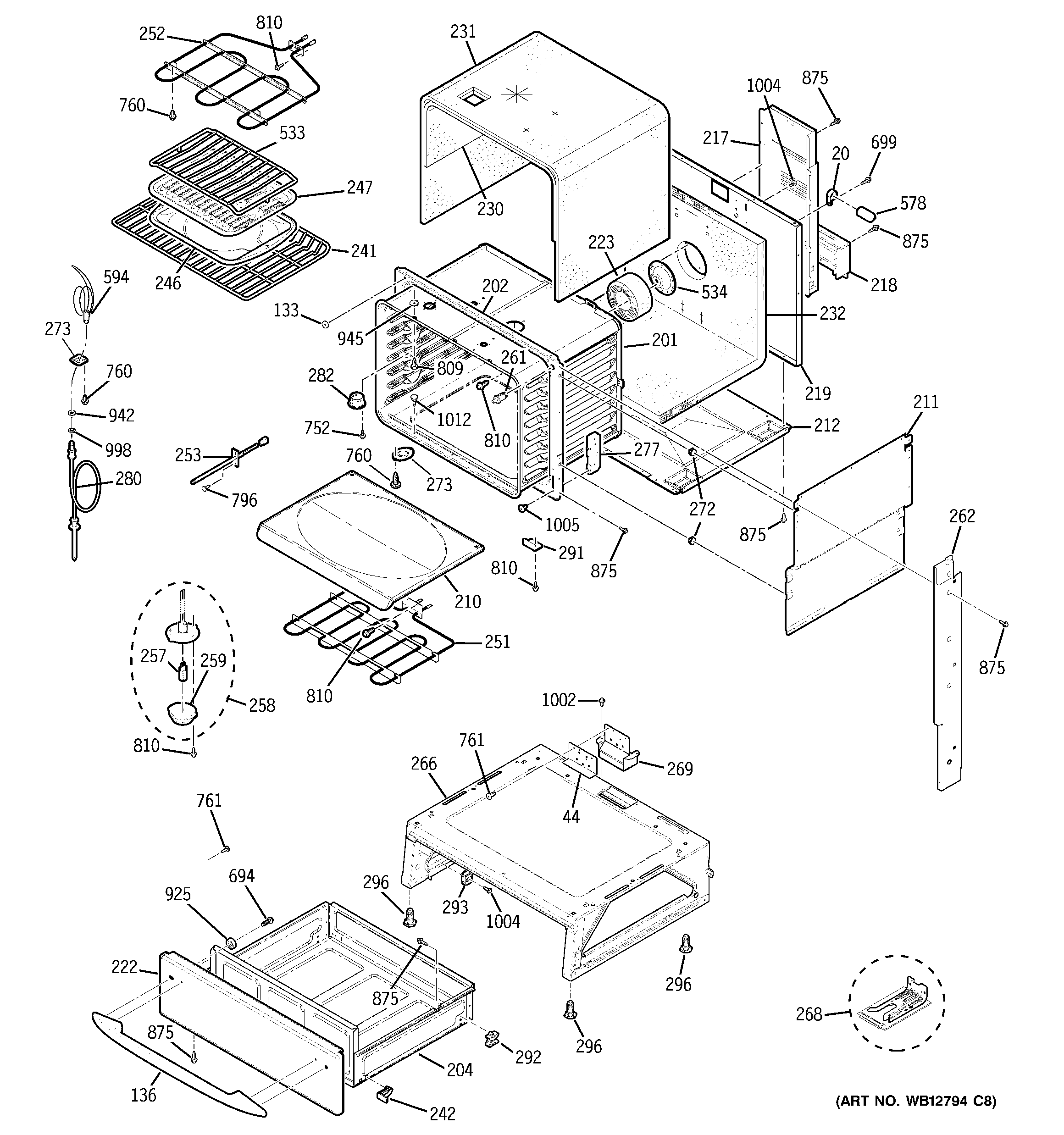 GE JS968SK3SS body parts diagram