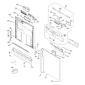 GE GLD4300L15BB escutcheon & door assembly diagram