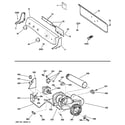 GE DPSE810EG0WT backsplash, blower & motor assembly diagram