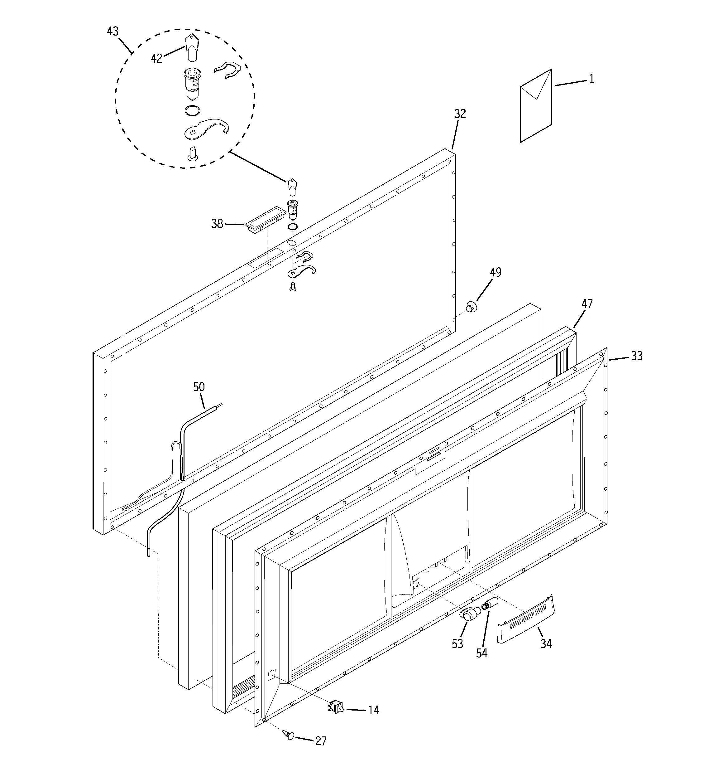GE FCM15DPFWH freezer door diagram
