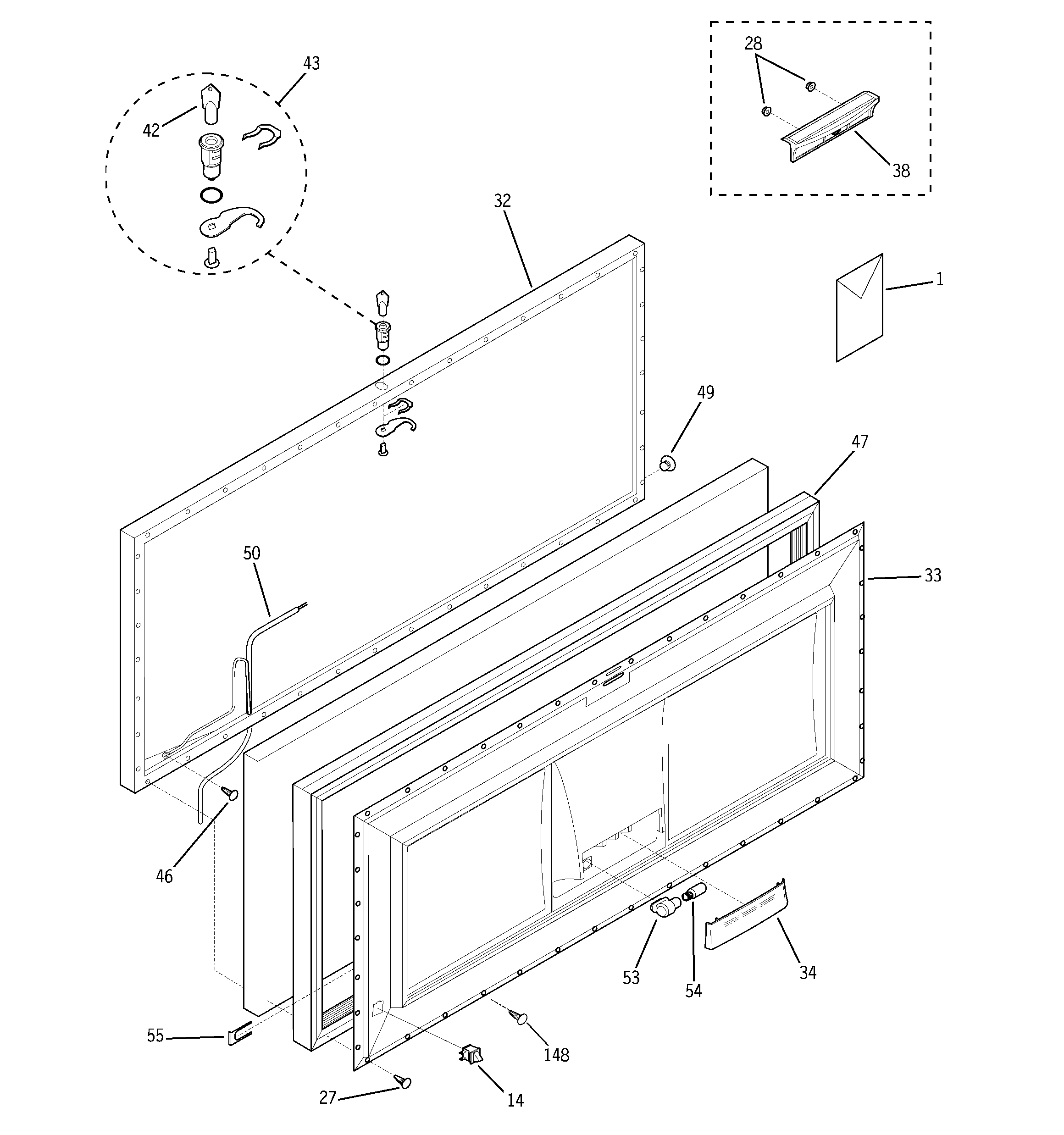 GE FCM9DMEWH freezer door diagram