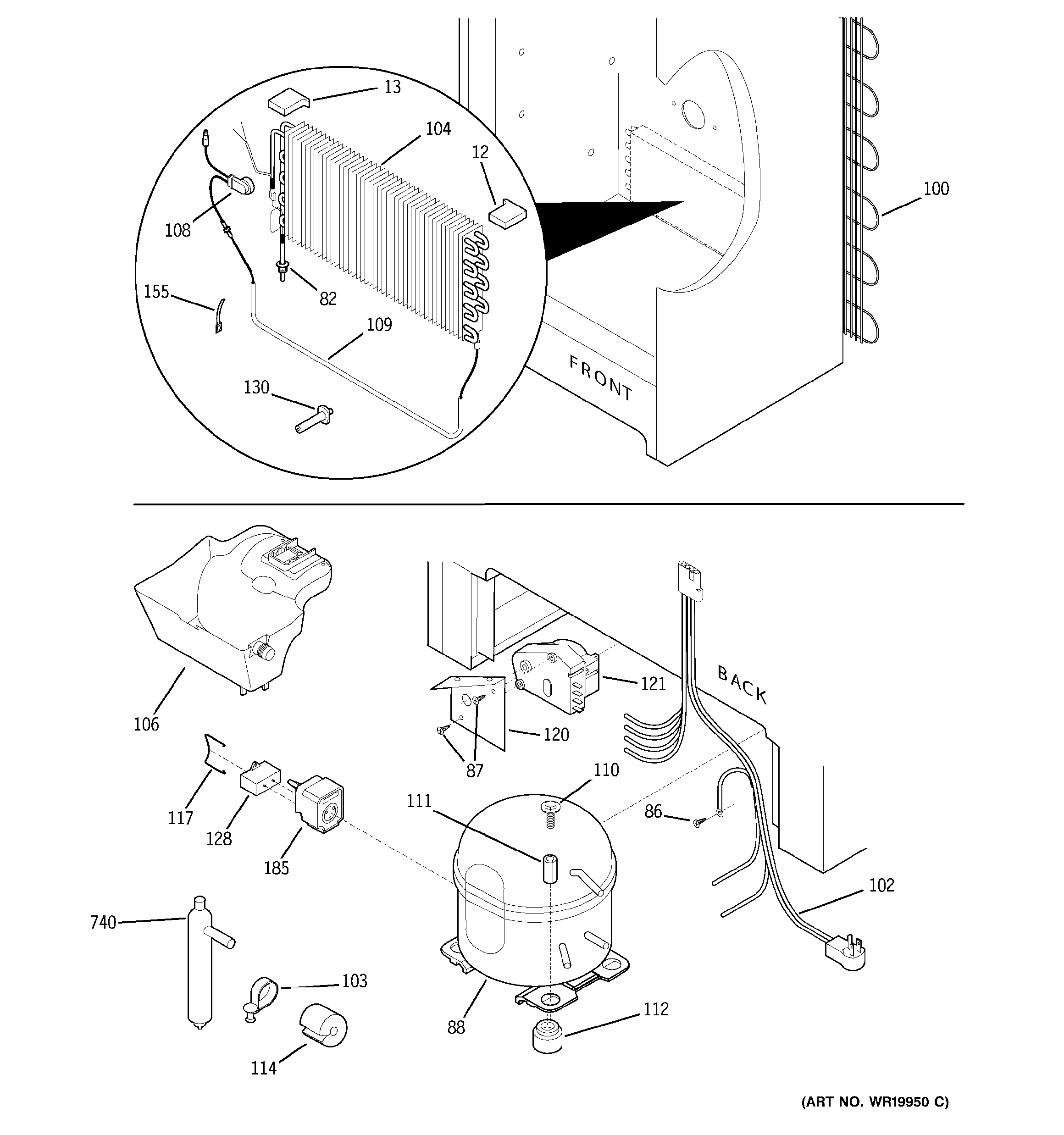 GE FUG17DSCRWH unit parts diagram
