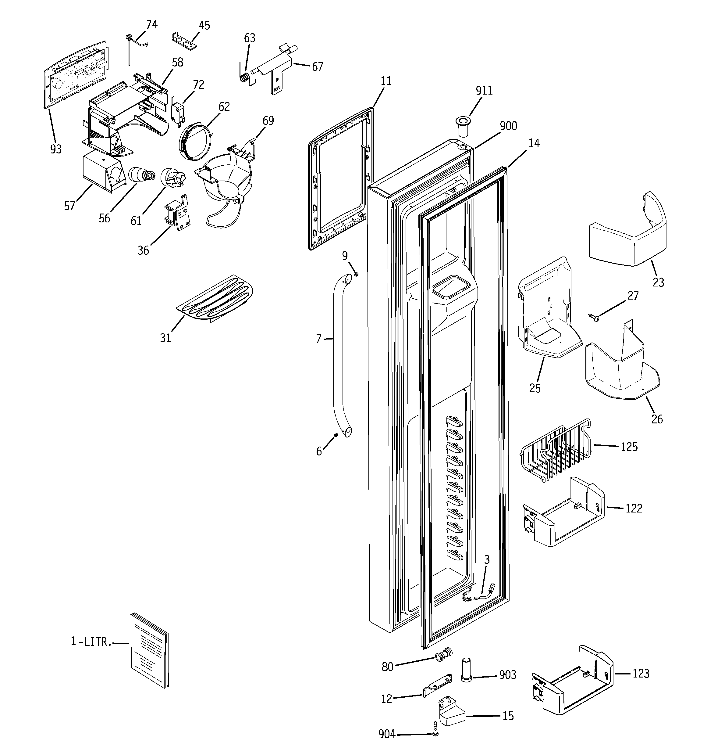 GE GSS25MSSESS freezer door diagram