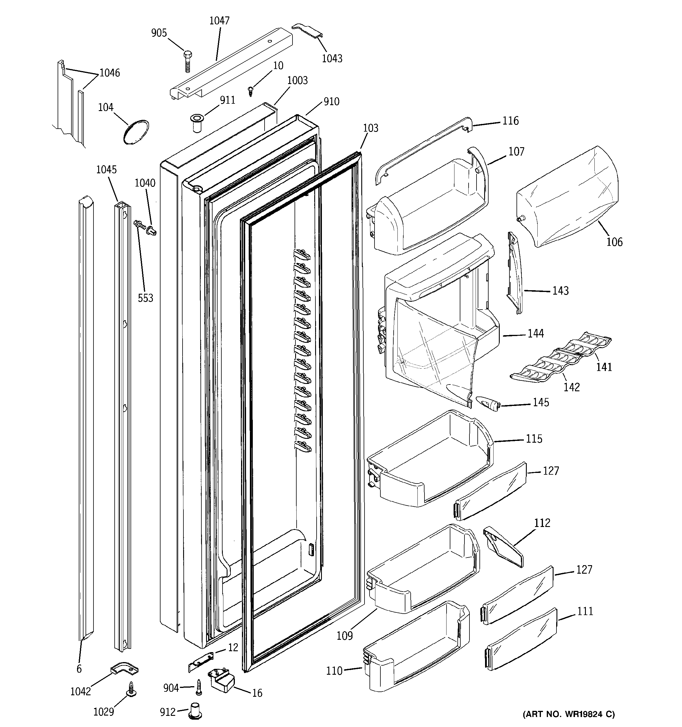 GE PSH23PSSDSV fresh food door diagram