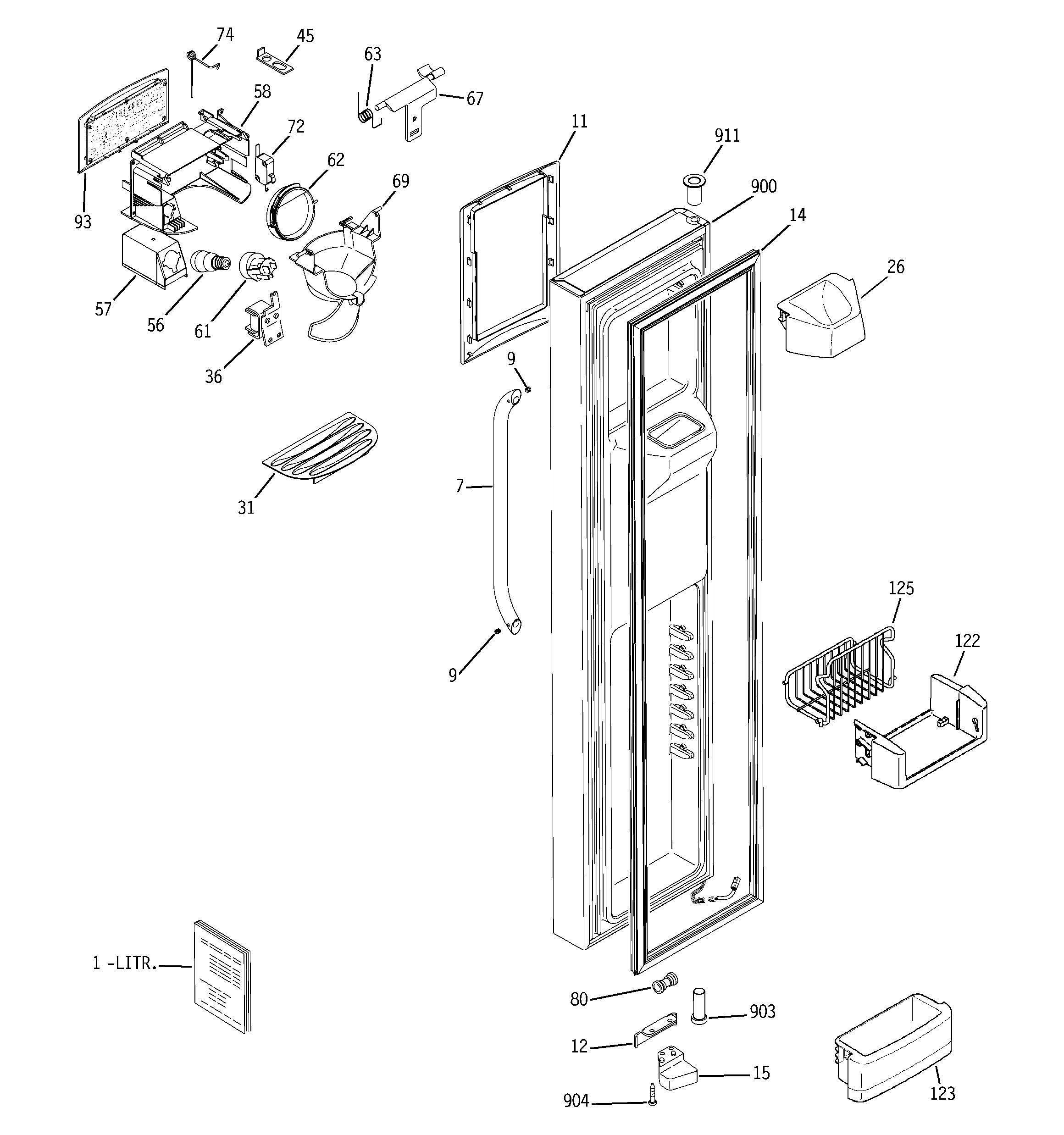 GE GSS25LSTDSS freezer door diagram