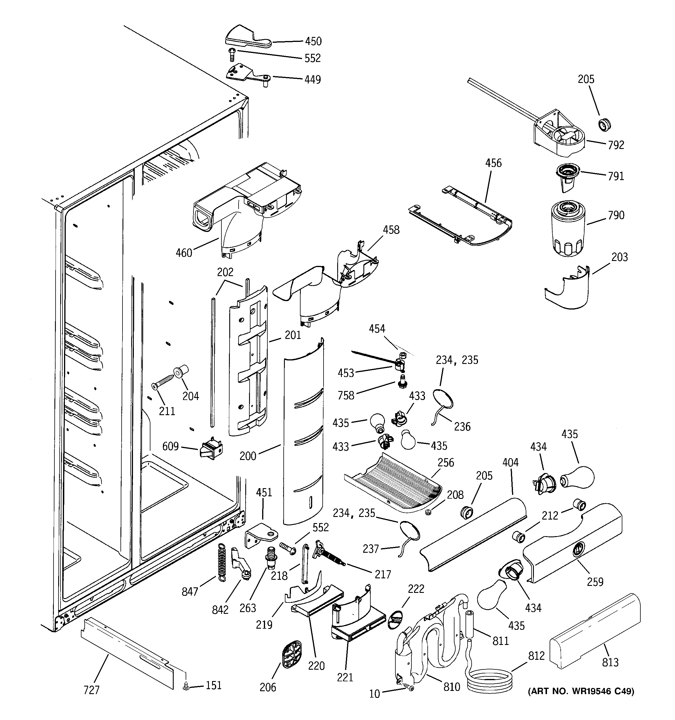 GE GSS25LSTDSS fresh food section diagram