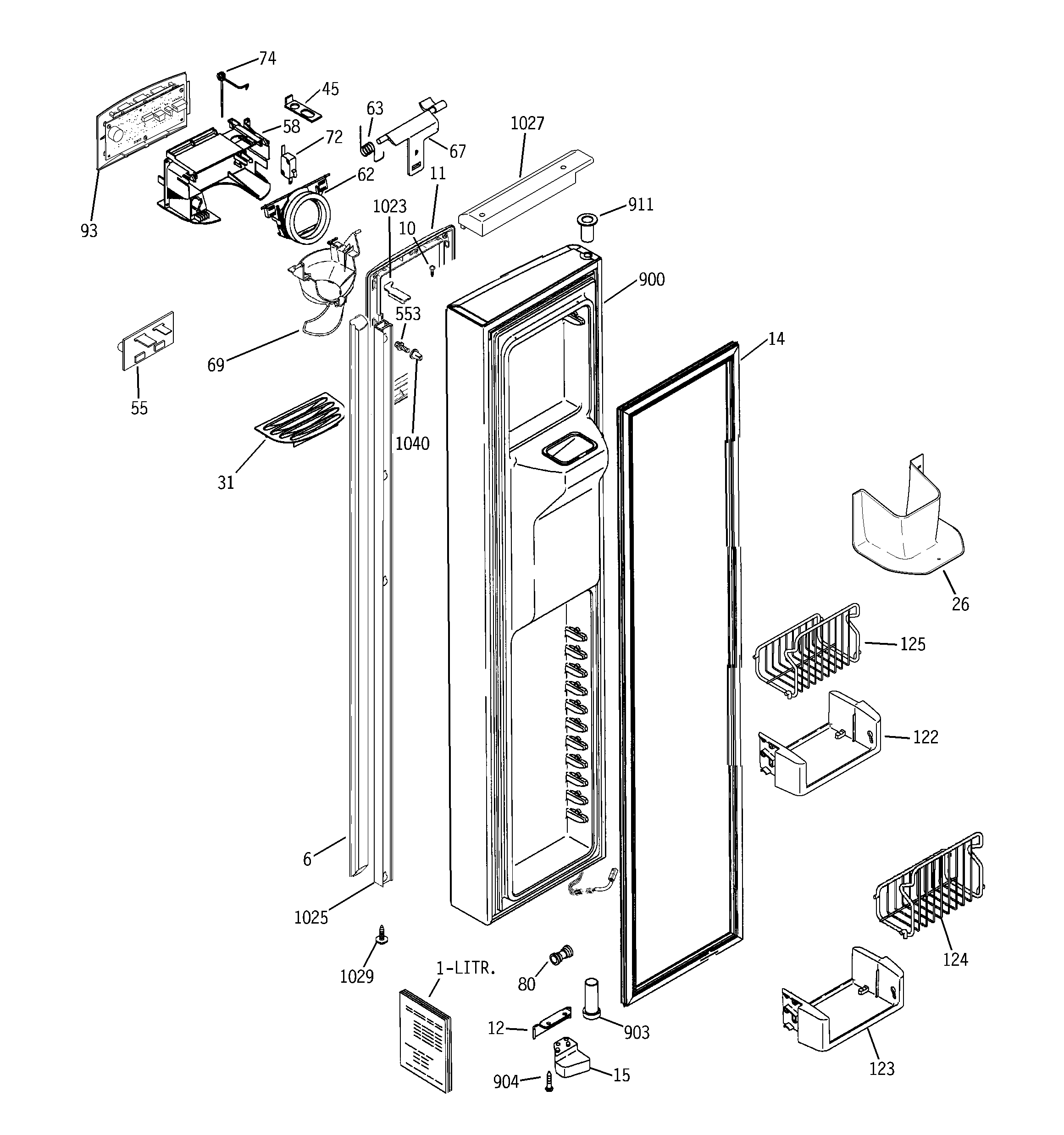 GE PSI23NSTCSV freezer door diagram