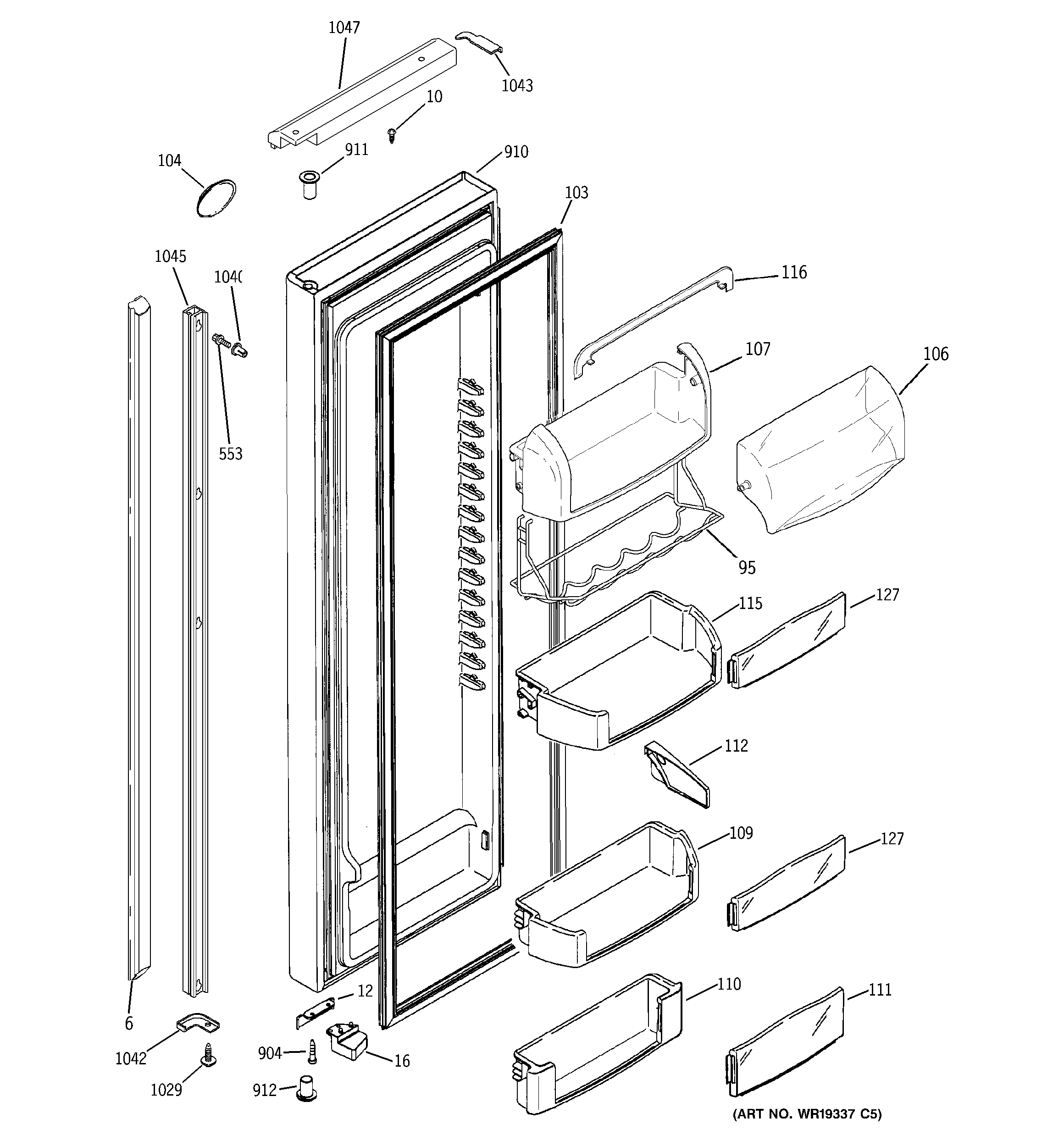 GE PSI23NSTCSV fresh food door diagram