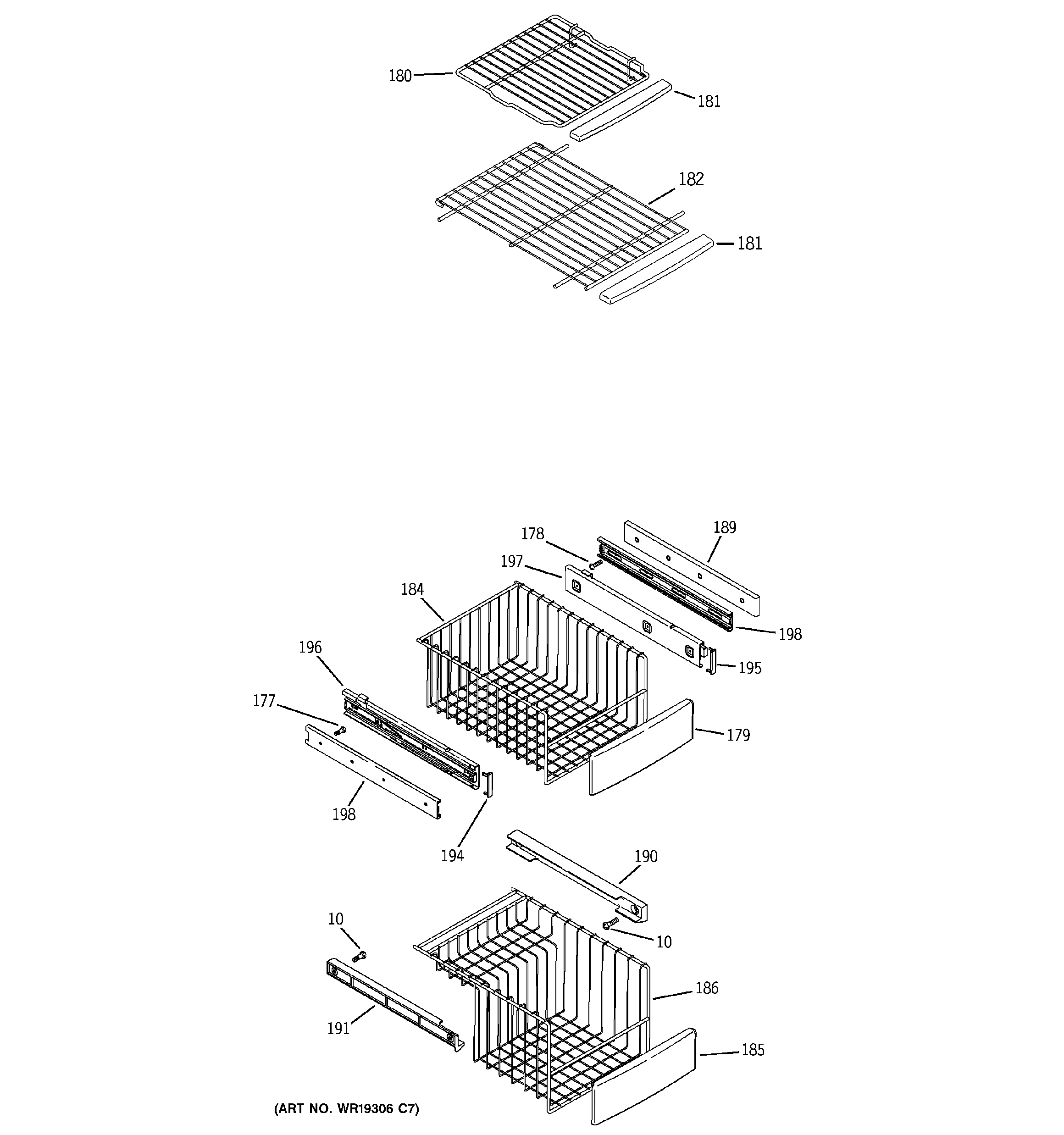 GE PSI23SCRESV freezer shelves diagram
