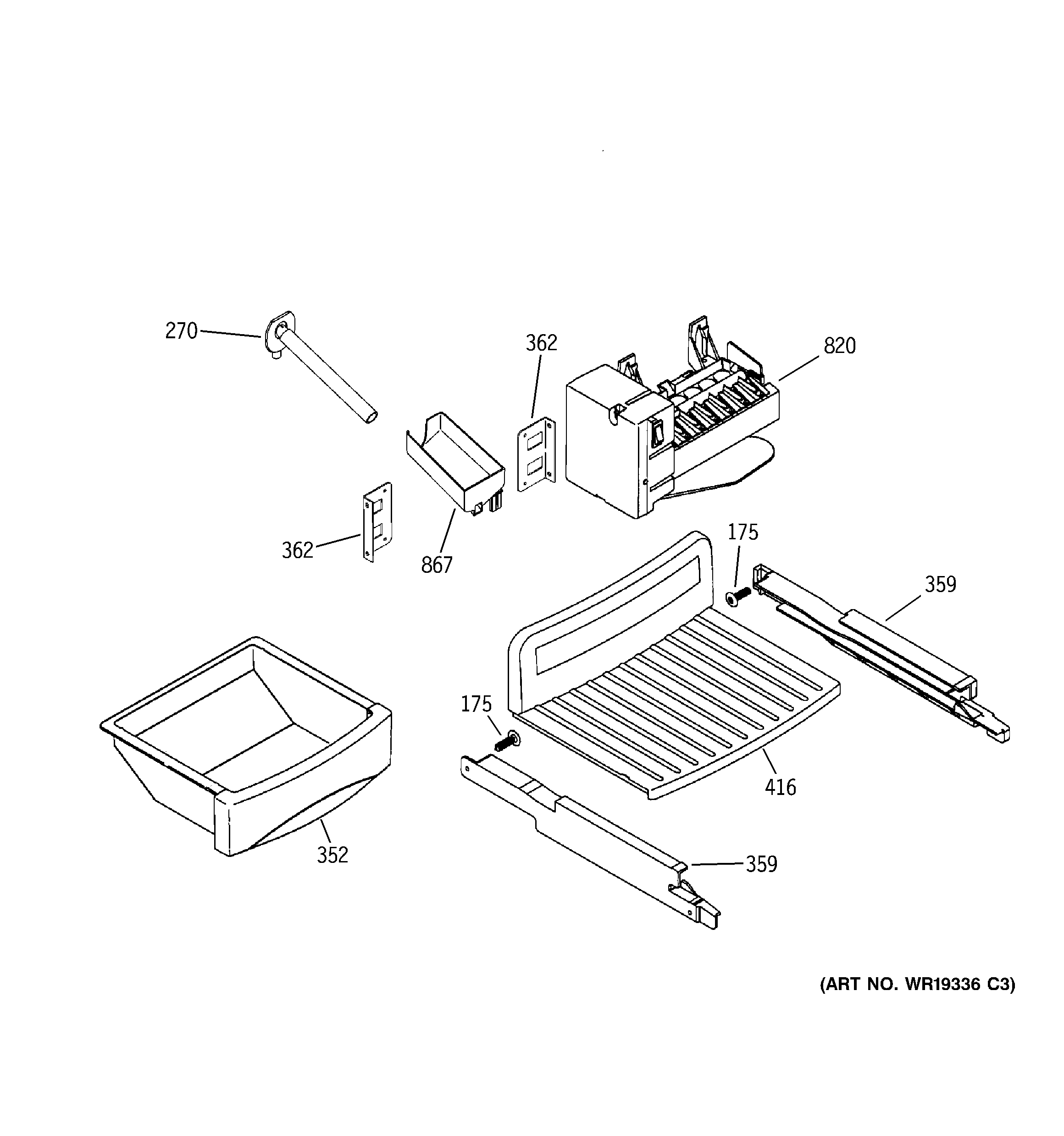 GE PSI23SCRESV ice maker & dispenser diagram