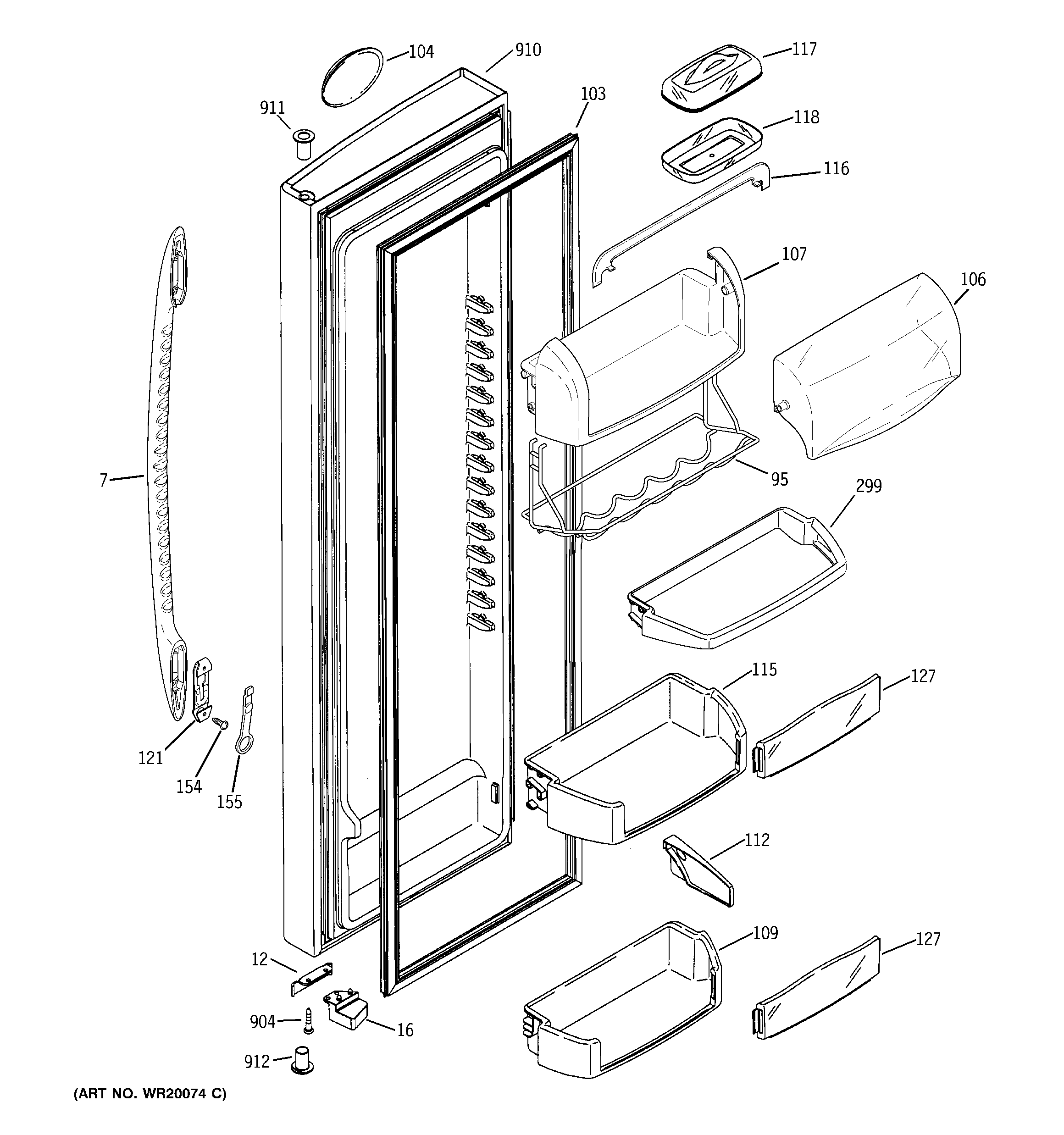 GE PSK29NGSCCCC fresh food door diagram