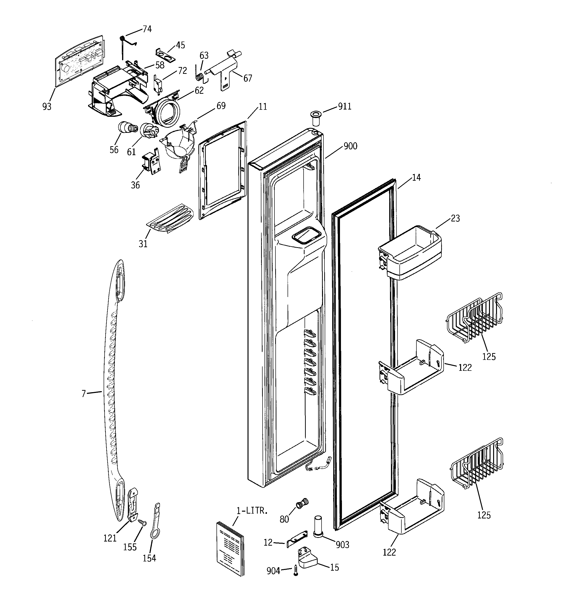 GE PSK29NHSCCCC freezer door diagram