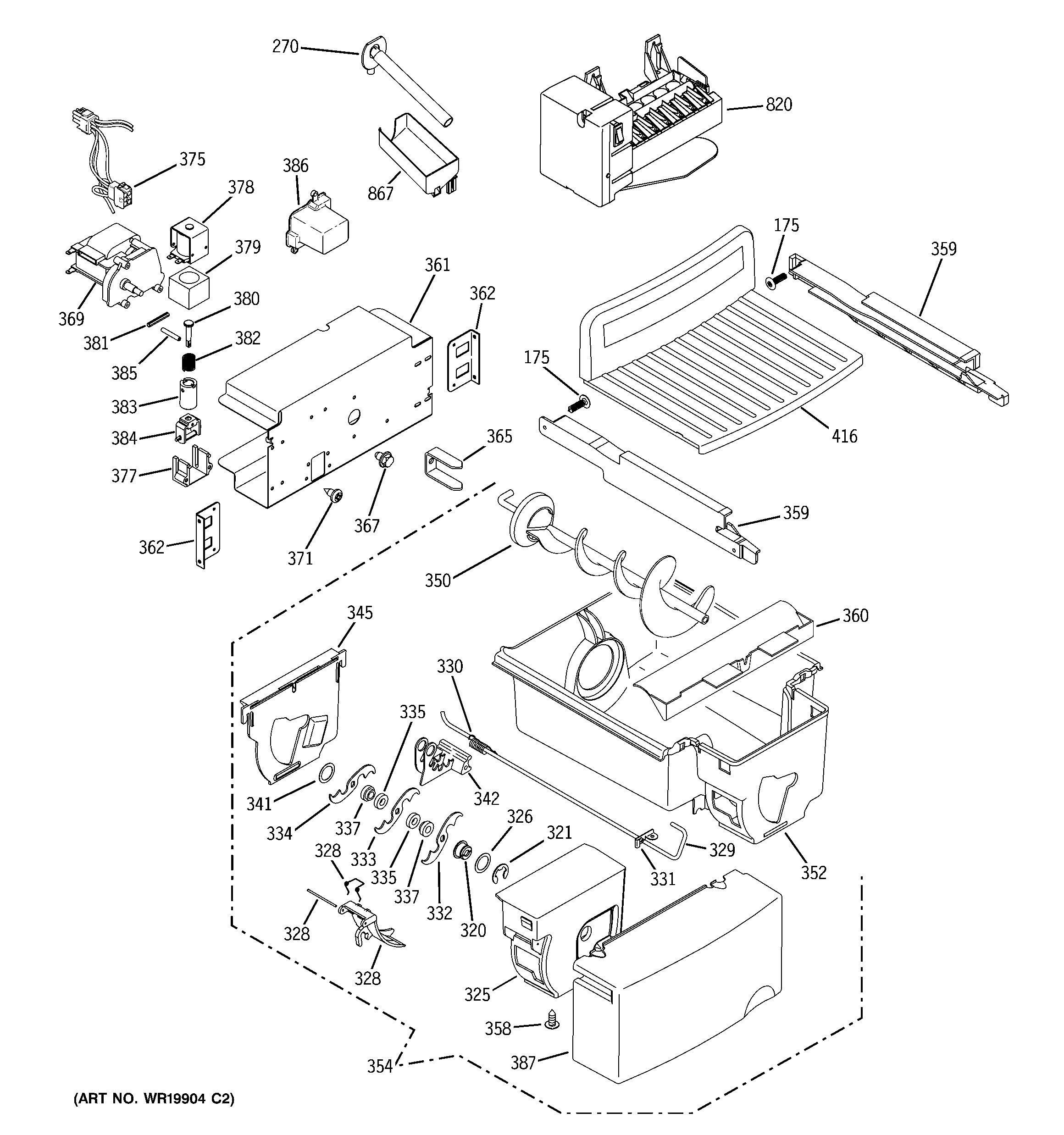 GE PSK29NHSCCCC ice maker & dispenser diagram