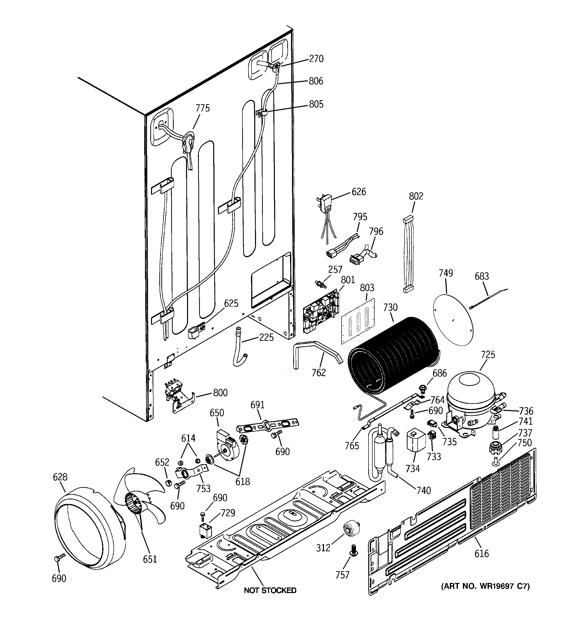 GE PCK23NHSCFCC sealed system & mother board diagram