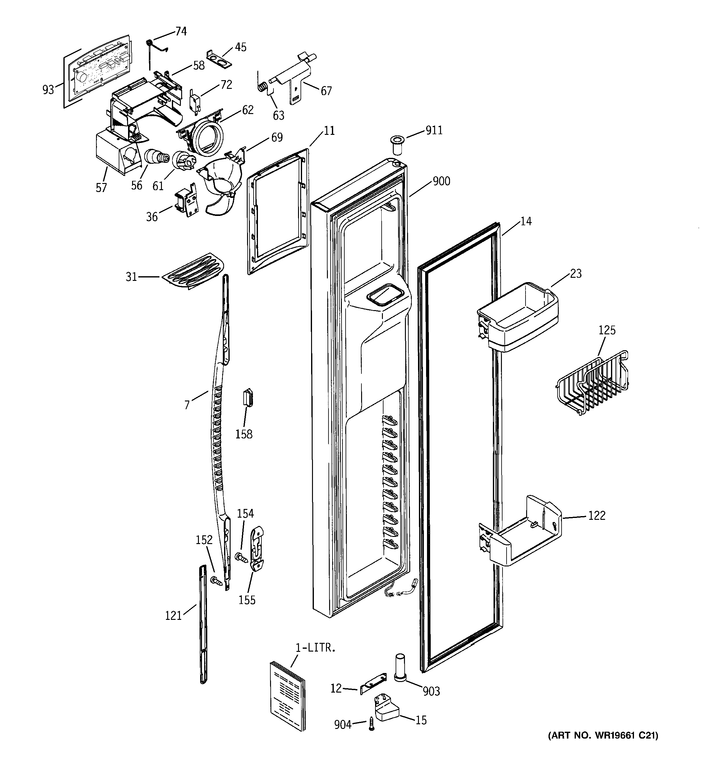 GE PSE29NHTCCWW freezer door diagram