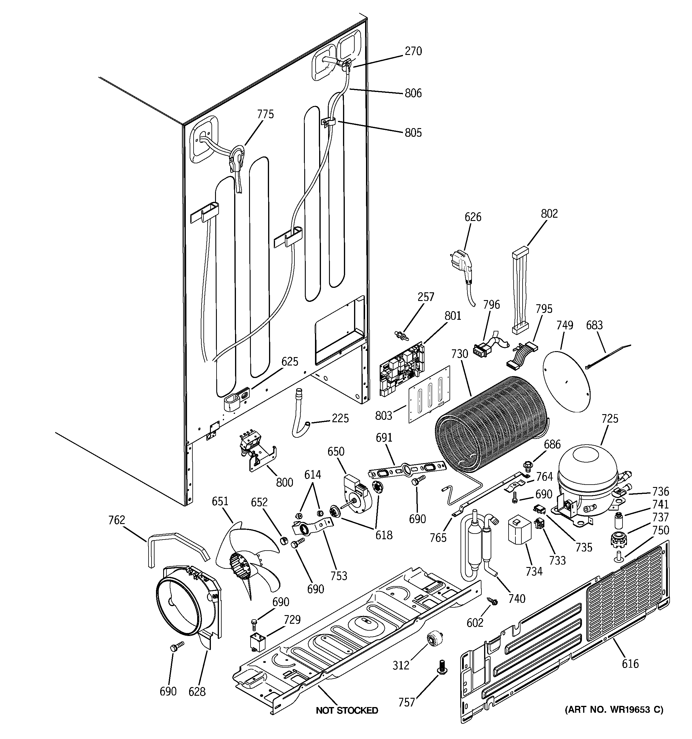 GE PSE29NHTCCWW sealed system & mother board diagram