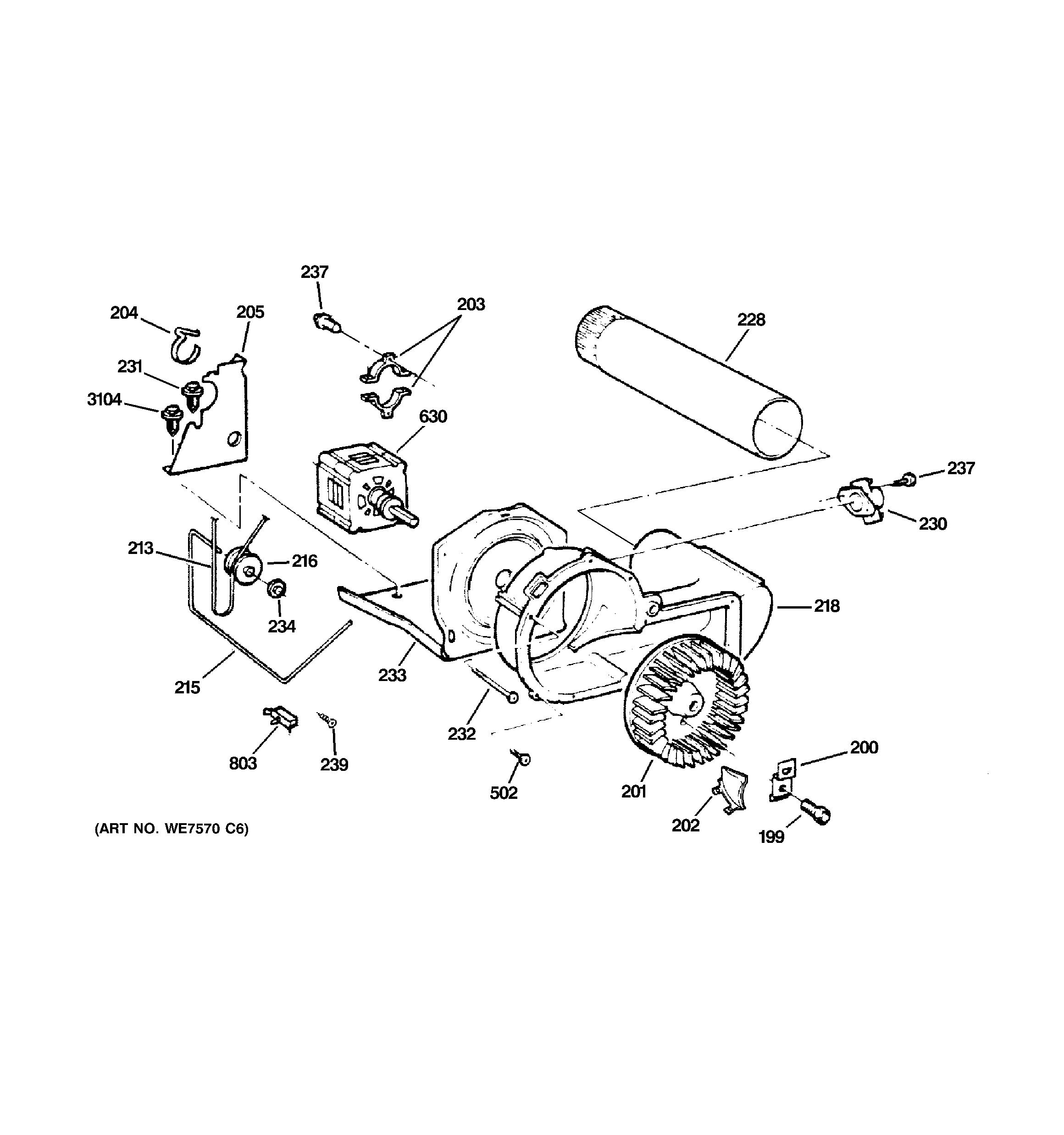 GE DMCD330GG0WC blower & drive assembly diagram