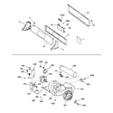 GE DPSB513EB0WW backsplash, blower & motor assembly diagram