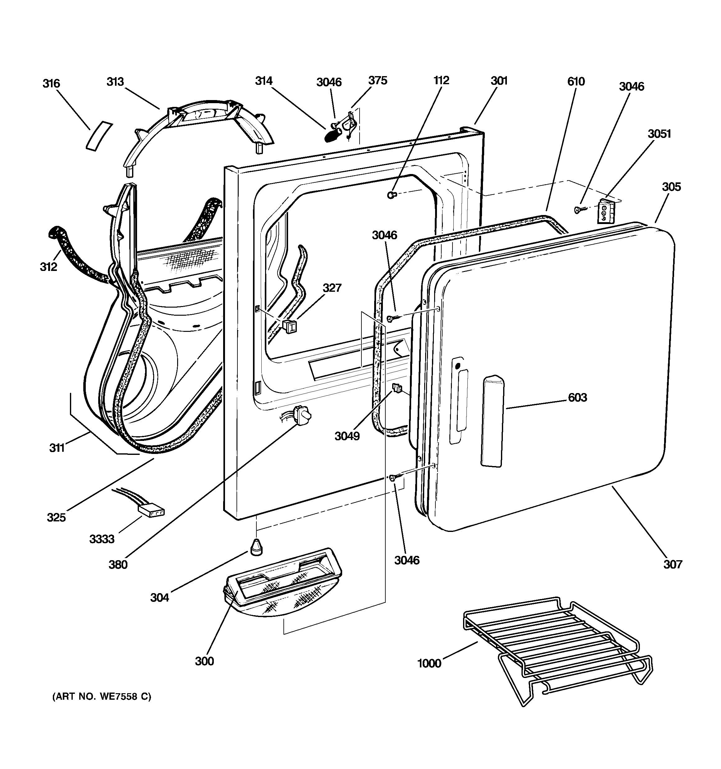 GE DPSB513EB0WW front panel diagram