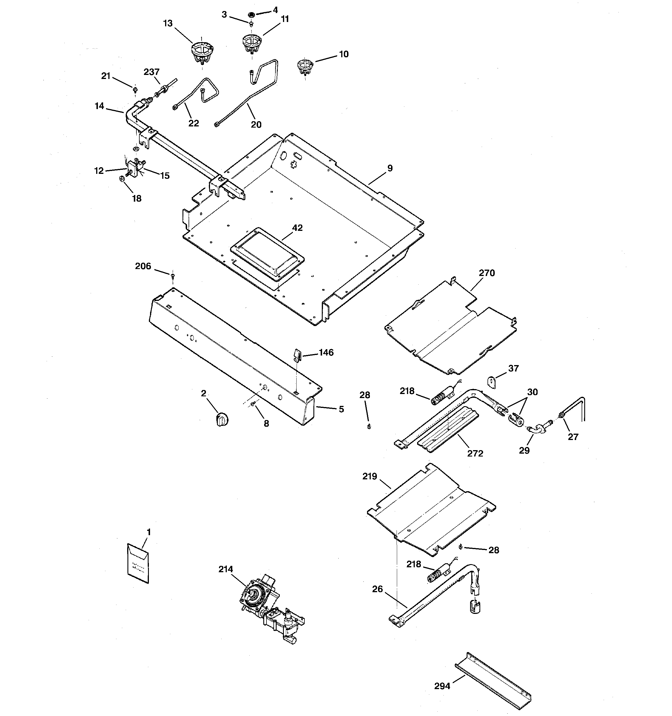 GE JGBP29WEL2WW gas & burner parts diagram
