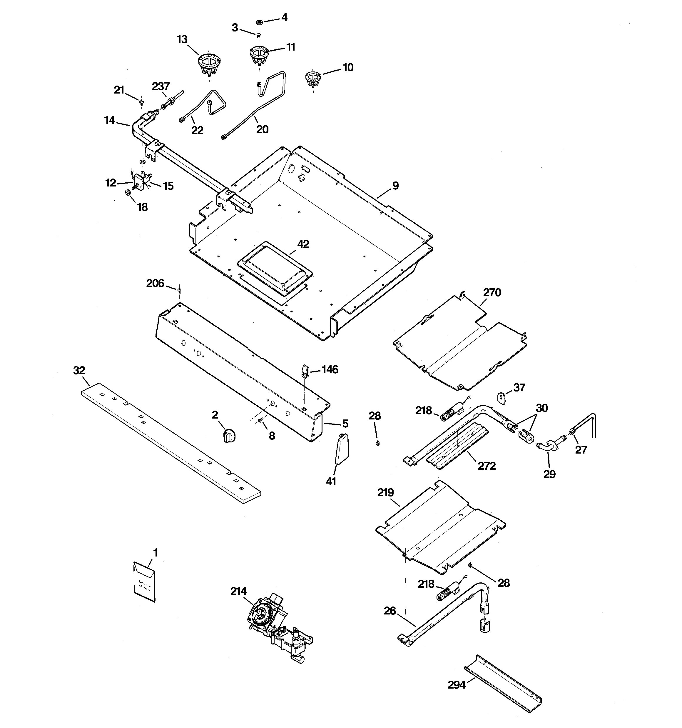 GE JGBP29MEL2BS gas & burner parts diagram