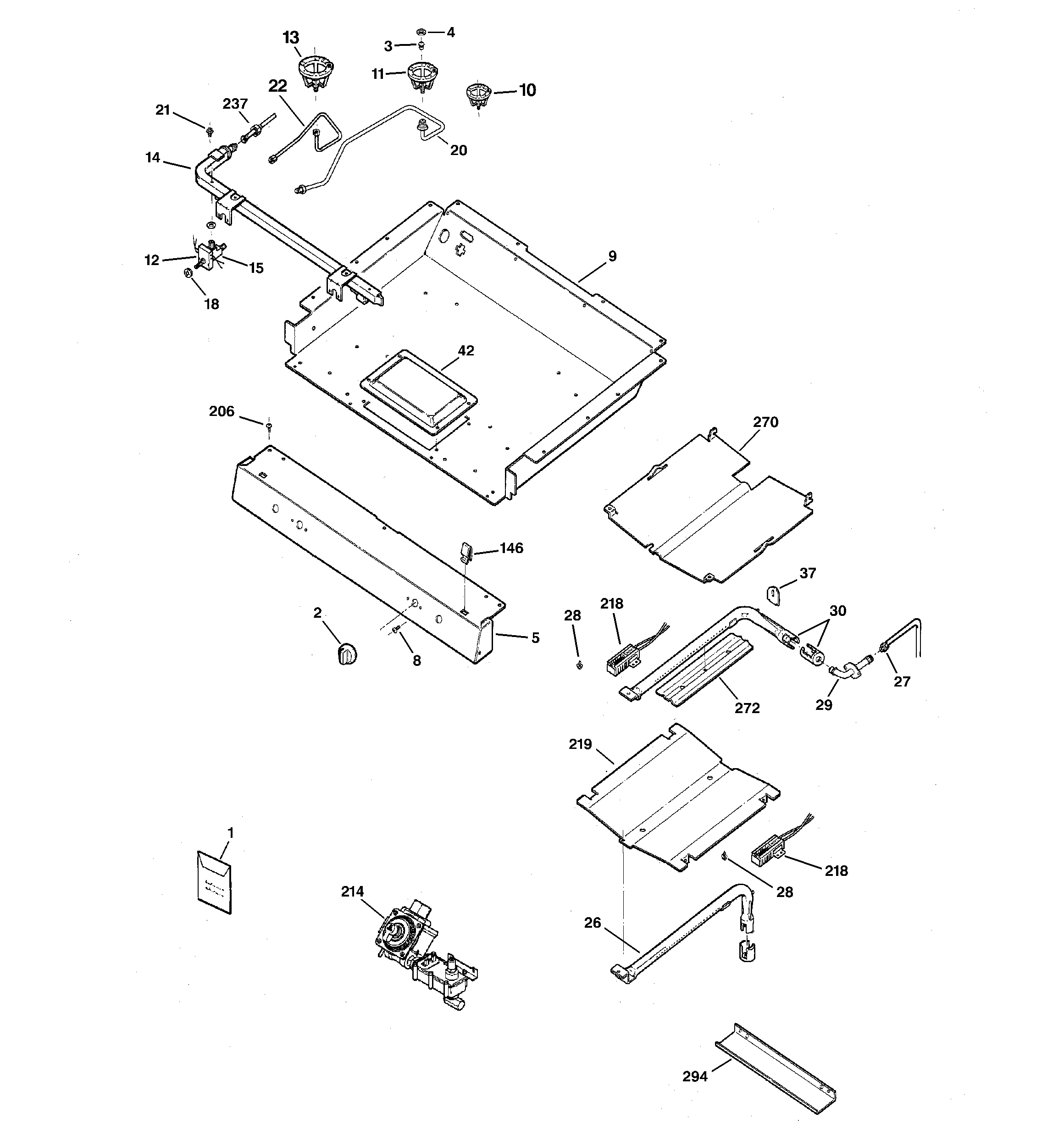 GE JGBP30BEK3BB gas & burner parts diagram