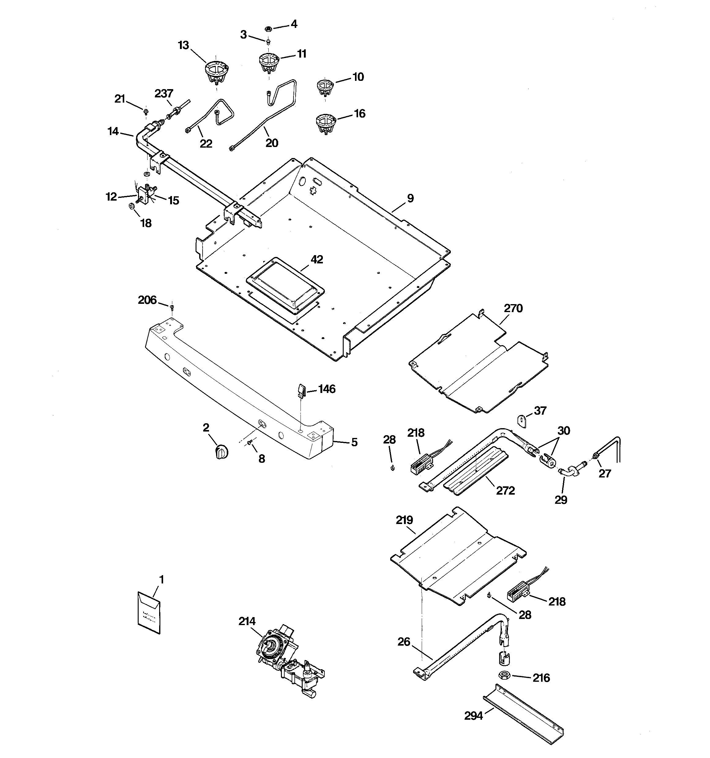 GE JGBP36WEJ4WW gas & burner parts diagram