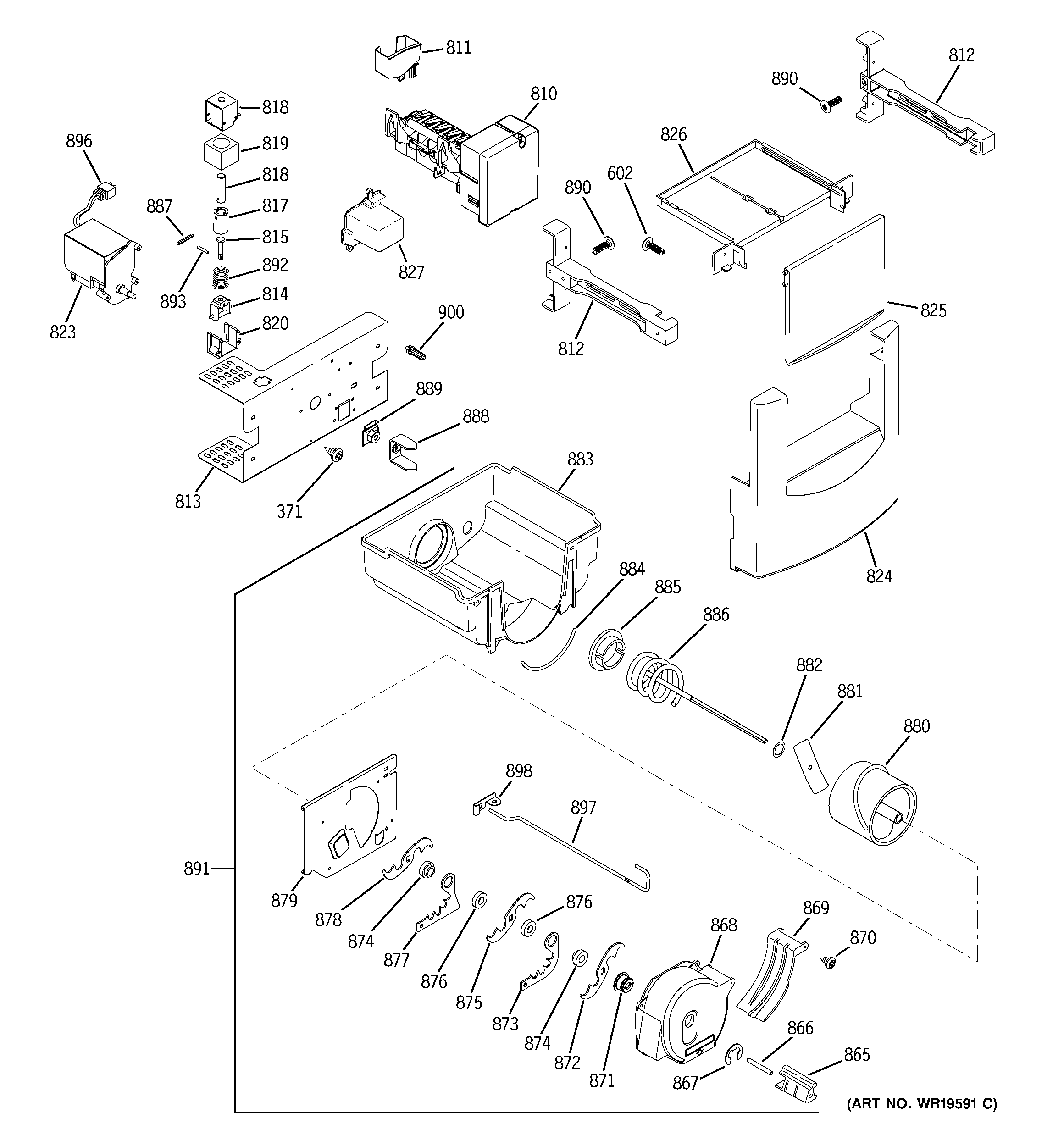 GE ZISS420DRISS ice maker & dispenser diagram