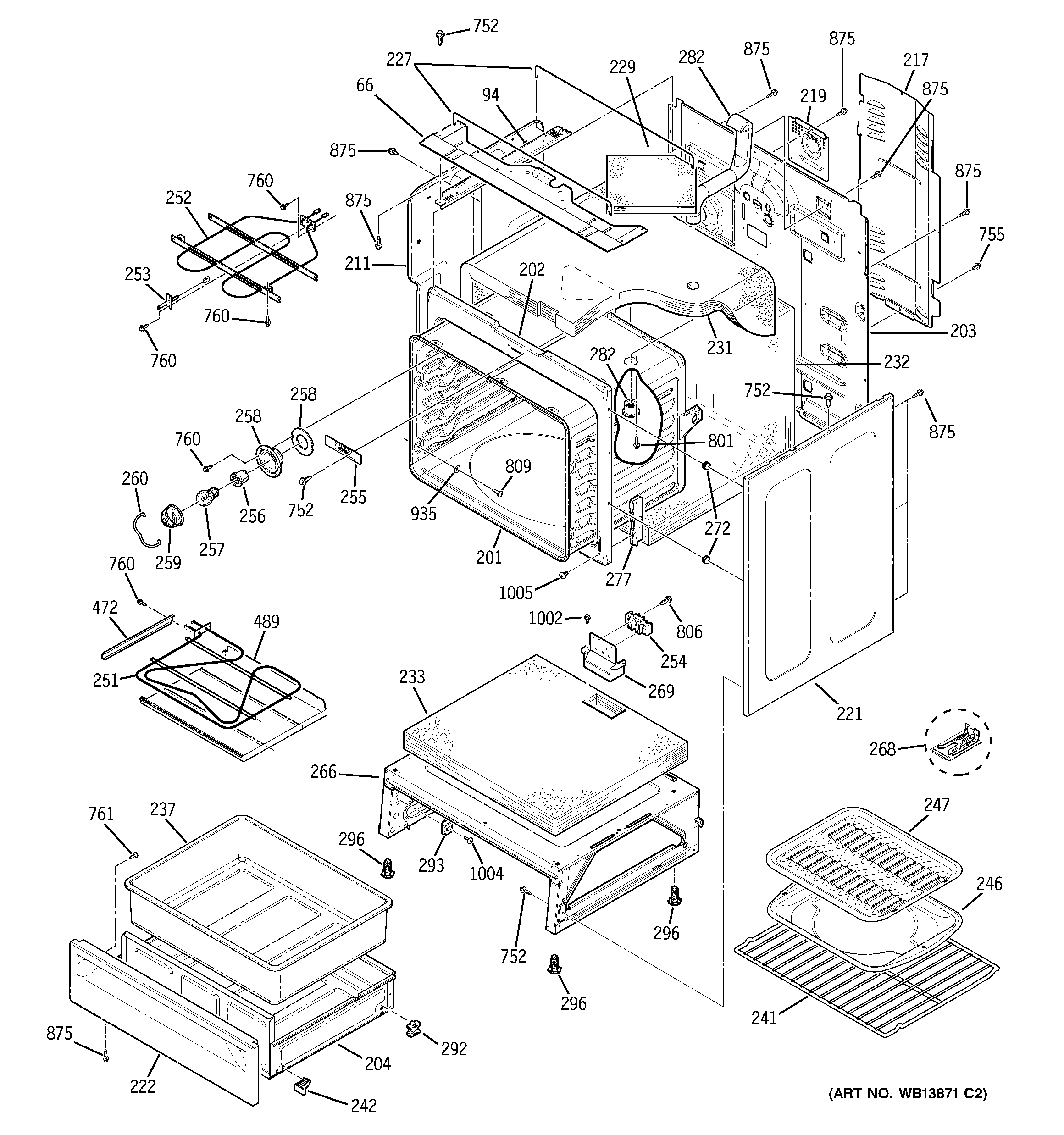 GE EER3000L02BB oven body parts diagram