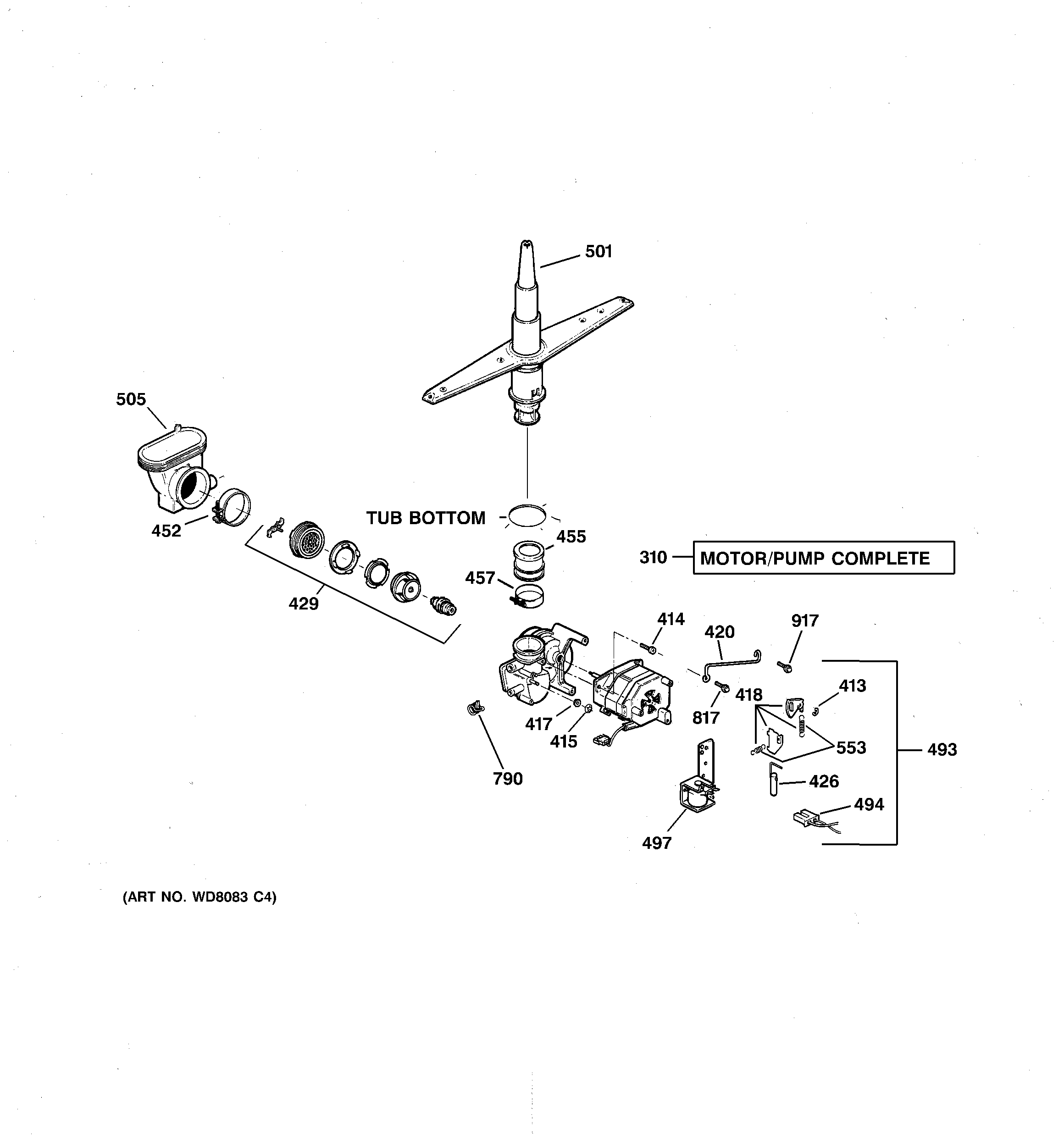 GE GSD3460G20SS motor-pump mechanism diagram