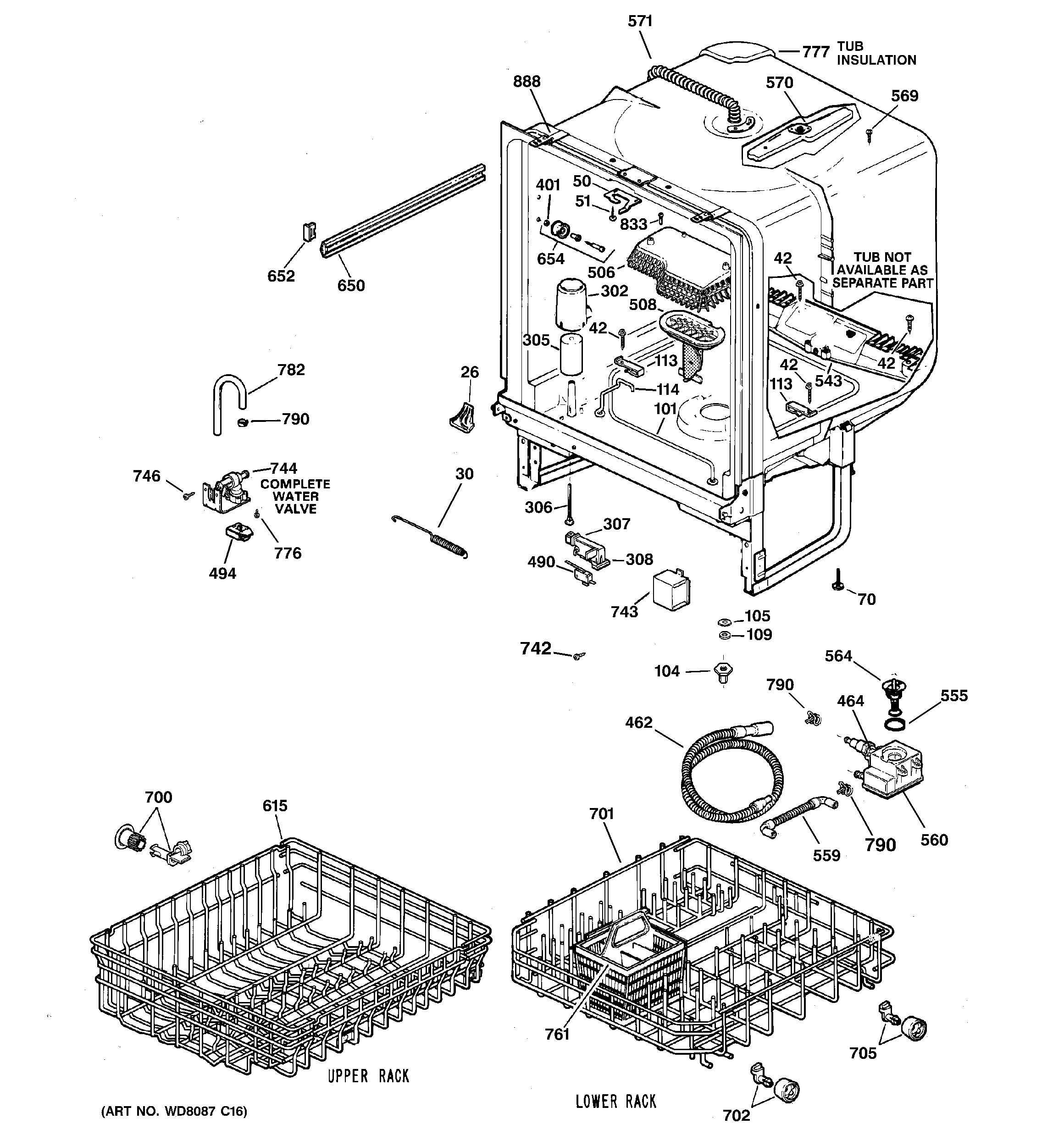 GE GSD3900L20BB body parts diagram