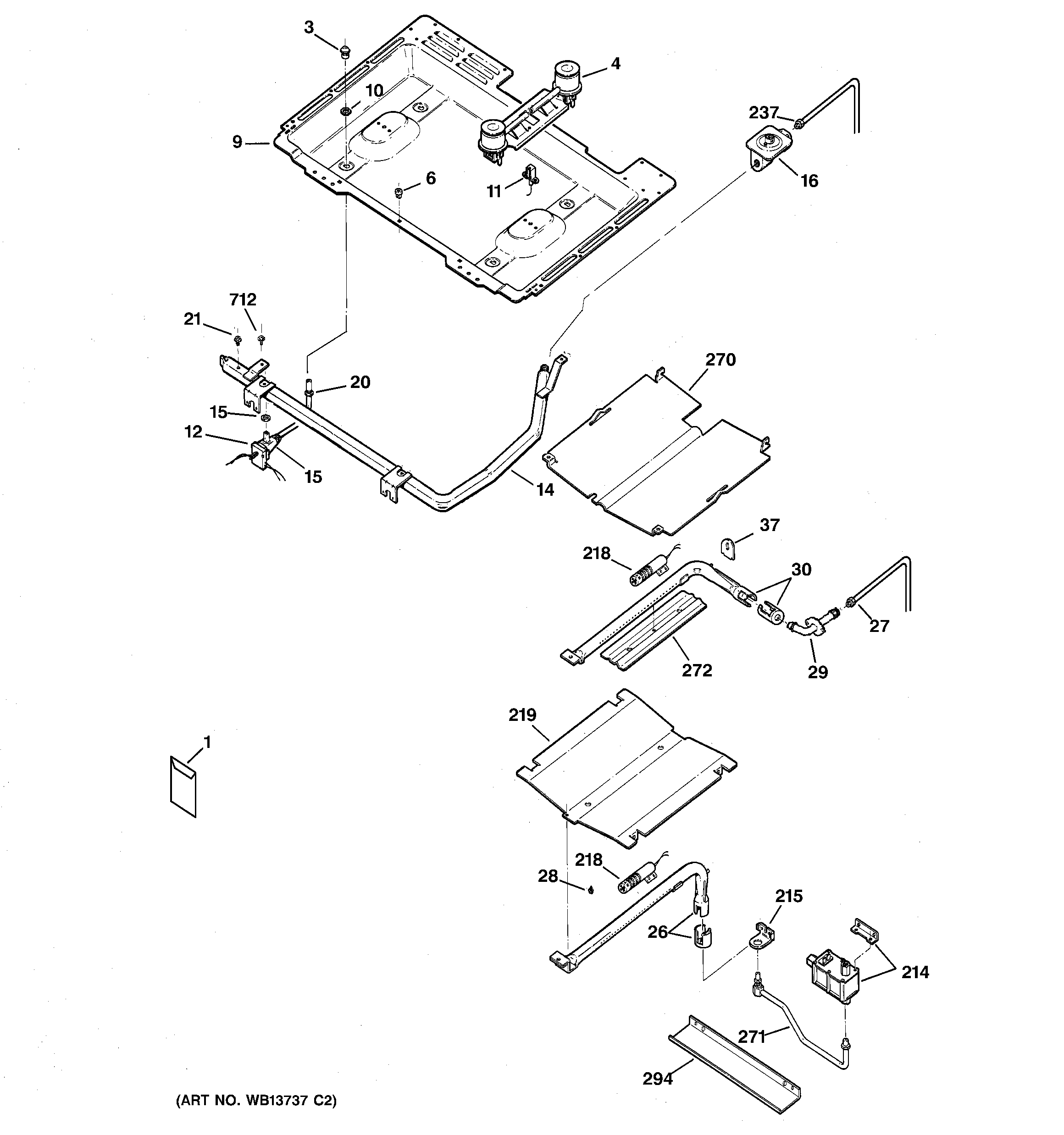 GE JGBP26WEH6WW gas & burner parts diagram