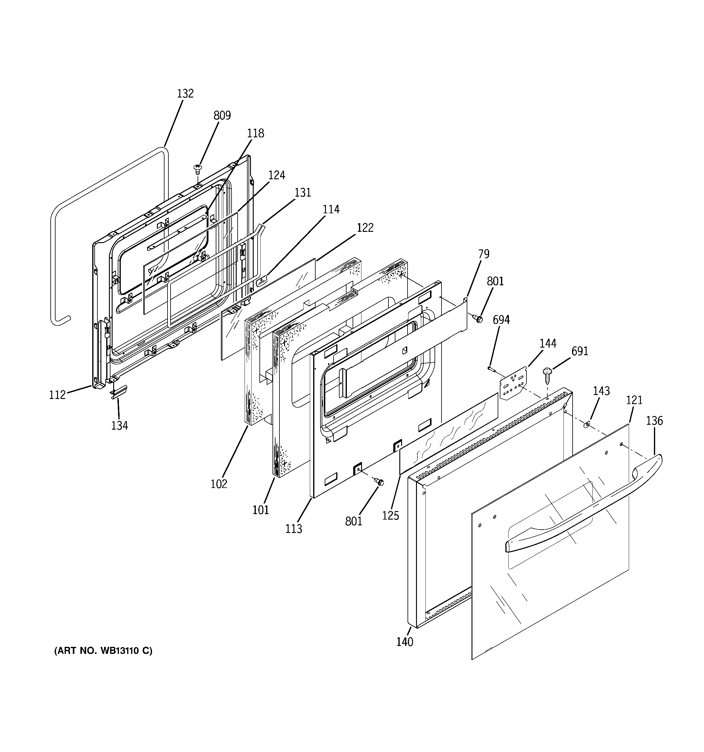 GE JRP20BJ1BB door diagram