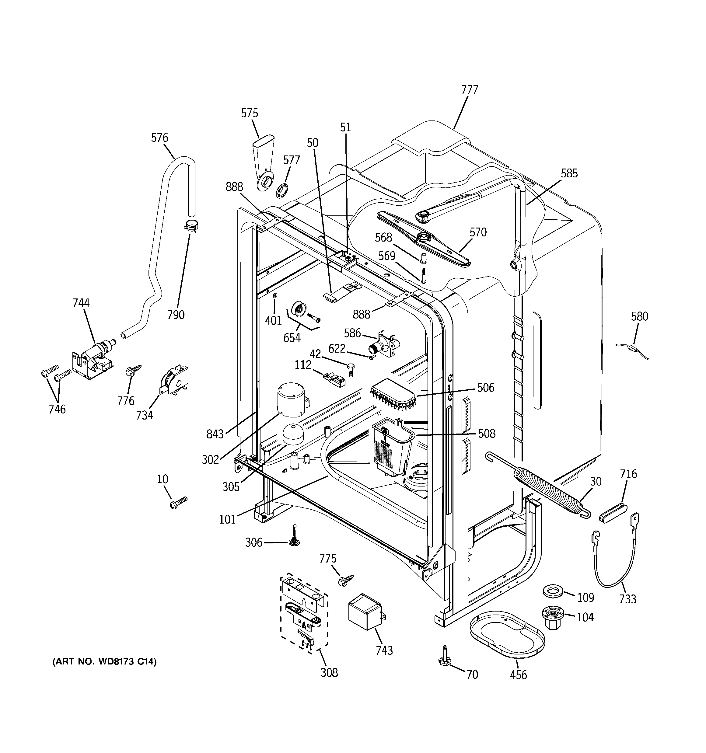GE GLD5611L15WW body parts diagram