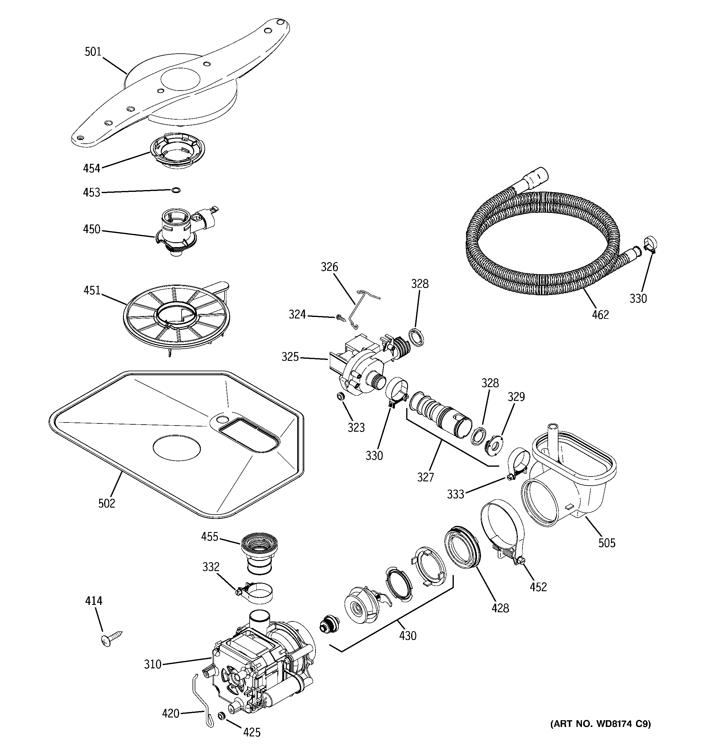 GE GLD5611L15WW motor-pump mechanism diagram