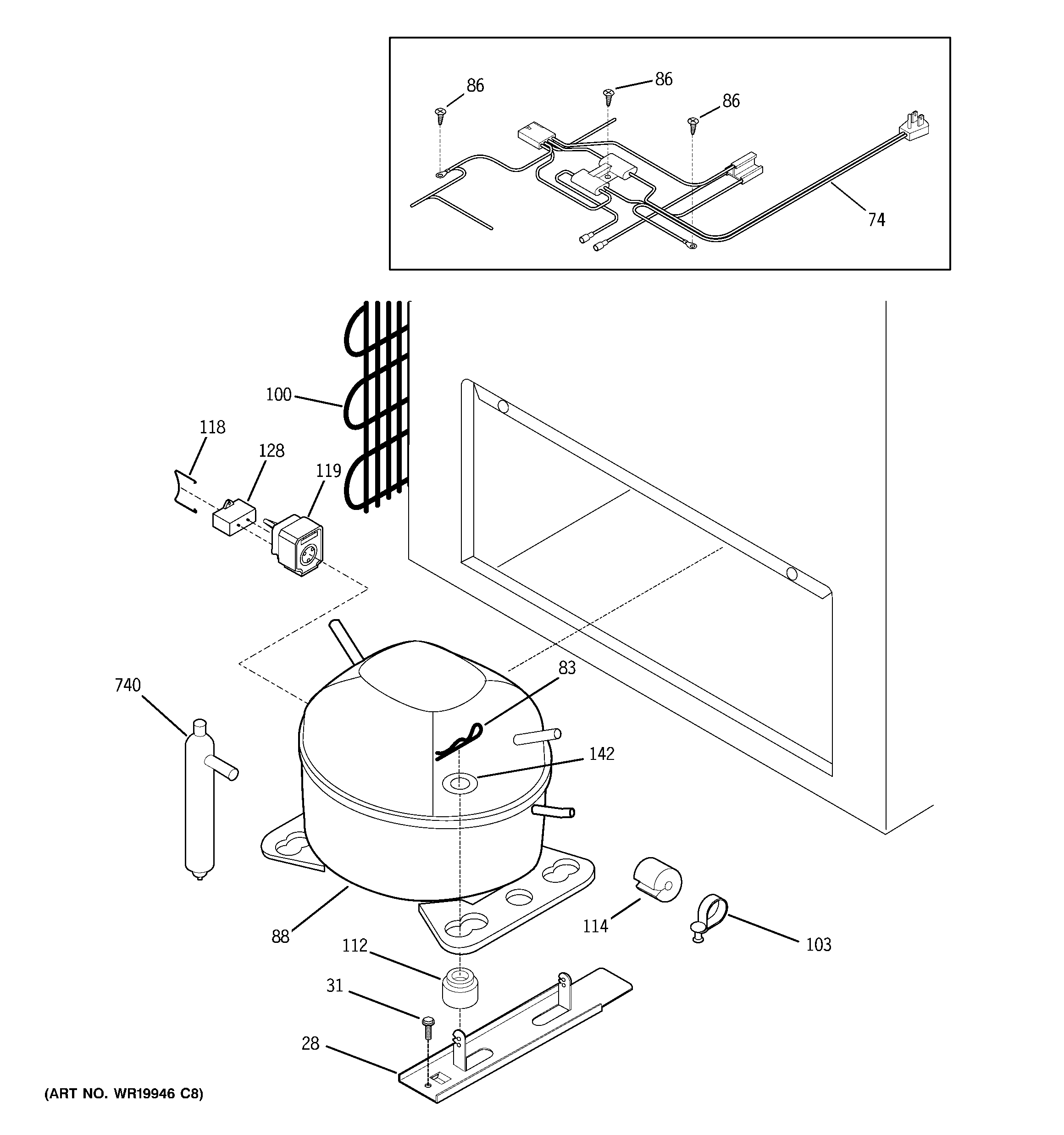 GE FCM20DPGWH unit parts diagram